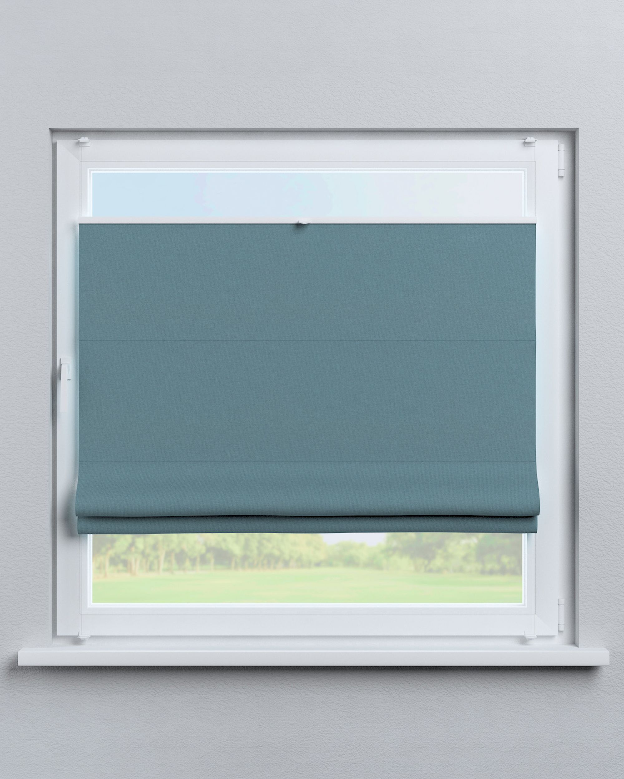 Flexibele vouwgordijn Sicilië kleur product blauw stof met structuur, verduisterend (hover)