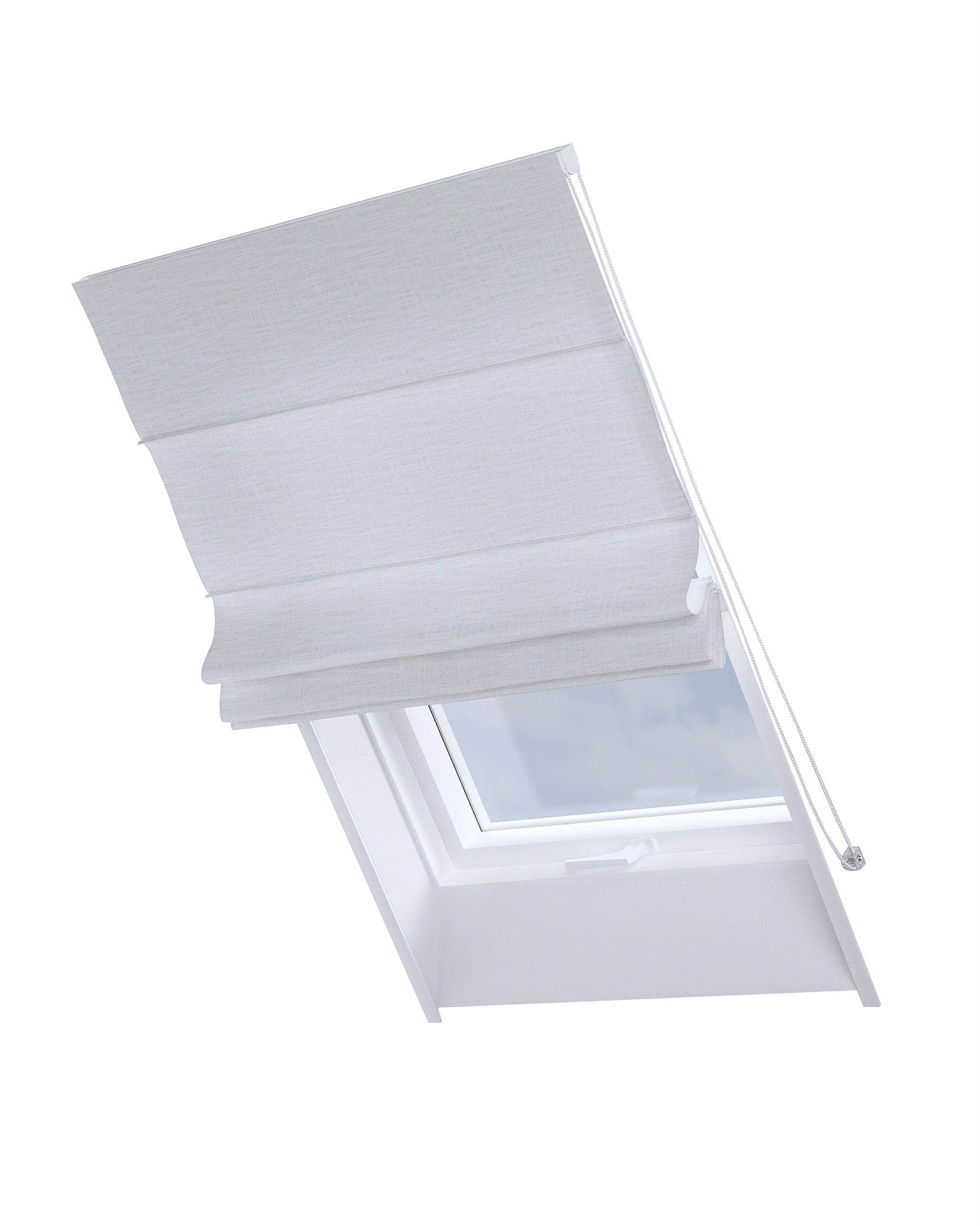 Vouwgordijn Rimini voor een dakraam kleur product wit stof met structuur