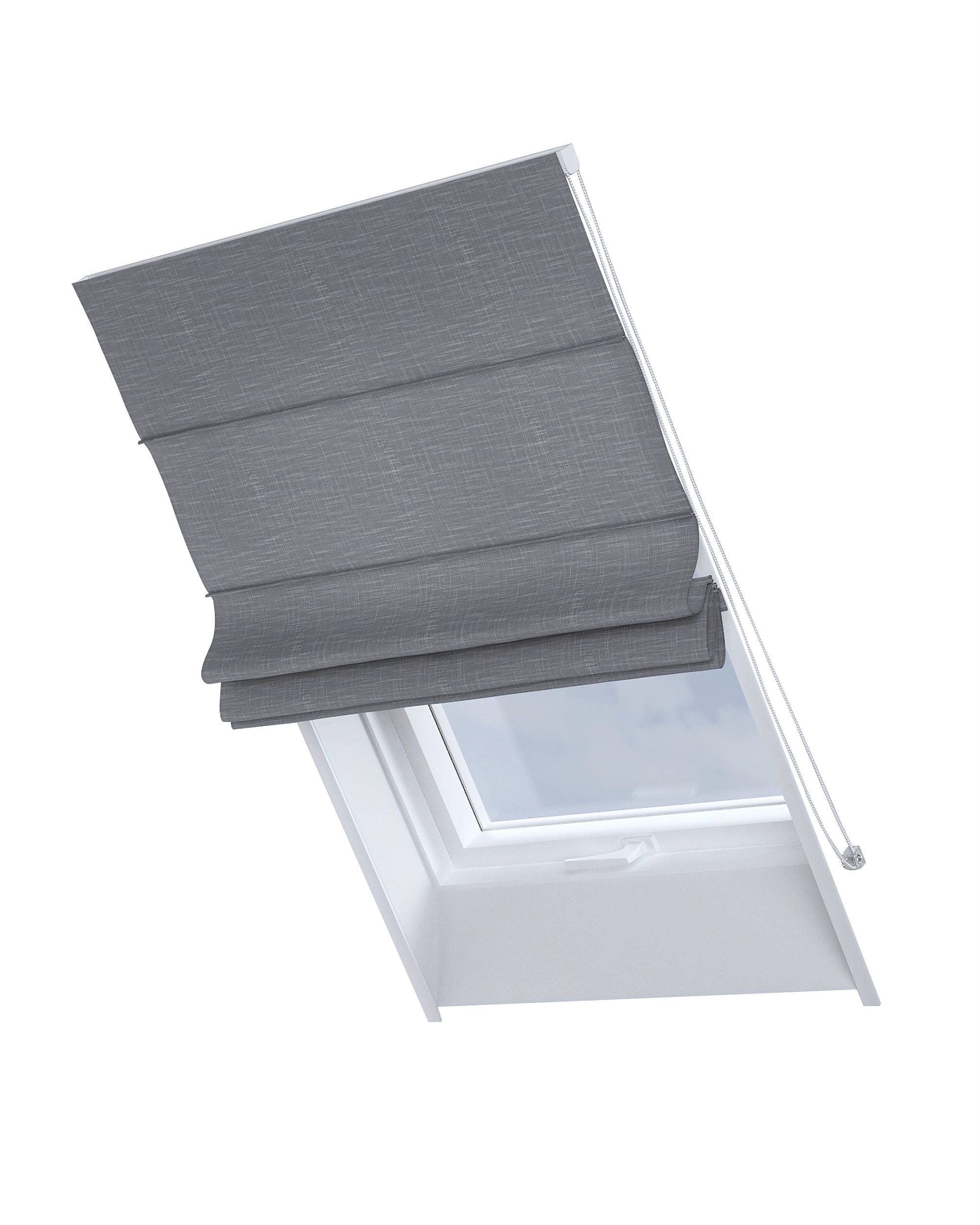 Vouwgordijn Rimini voor een dakraam kleur product grijs stof met structuur