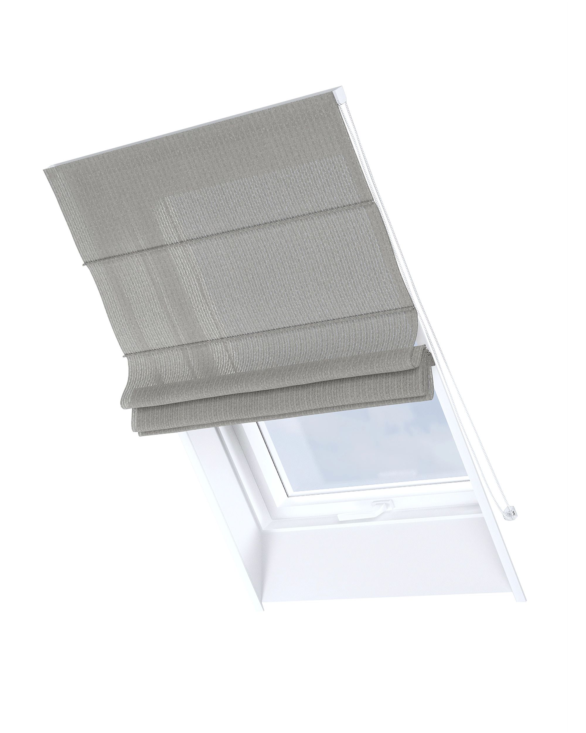 Vouwgordijn Rimini voor een dakraam kleur product grijs stof met structuur