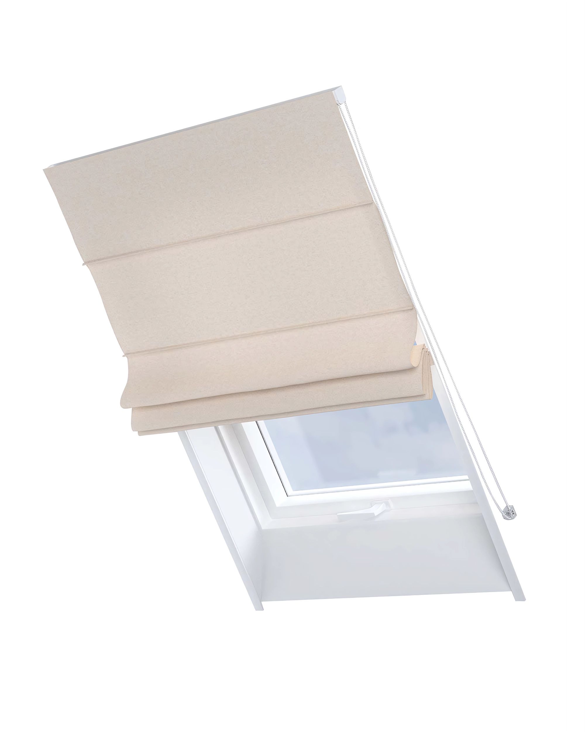 Vouwgordijn Rimini voor een dakraam kleur product beige stof met structuur