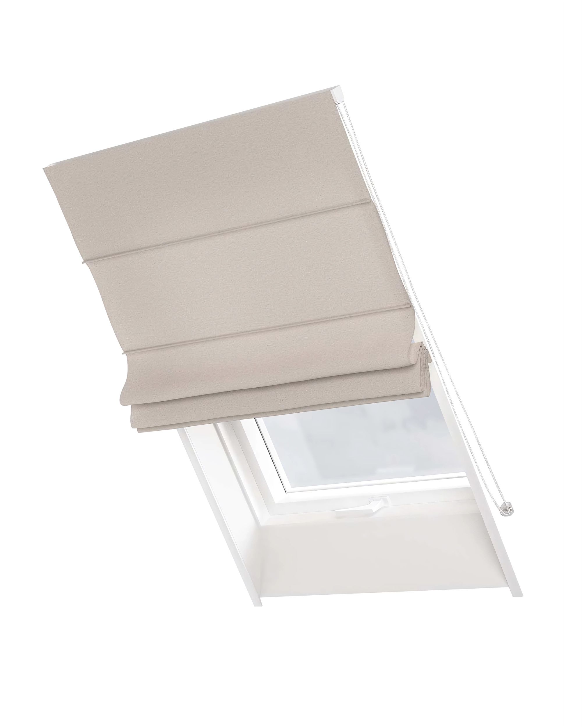 Vouwgordijn Rimini voor een dakraam kleur product beige stof met structuur