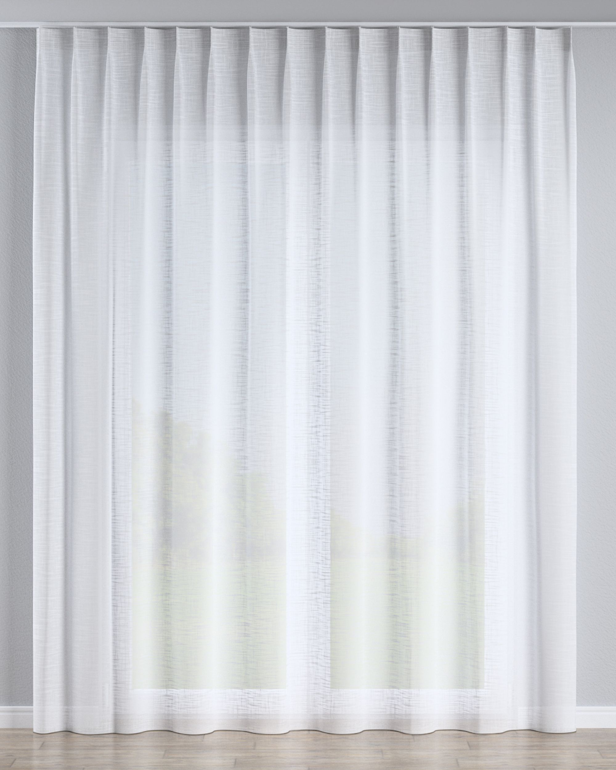 Vlinderplooi vitragegordijn kleur product wit stof halftransparant, met structuur