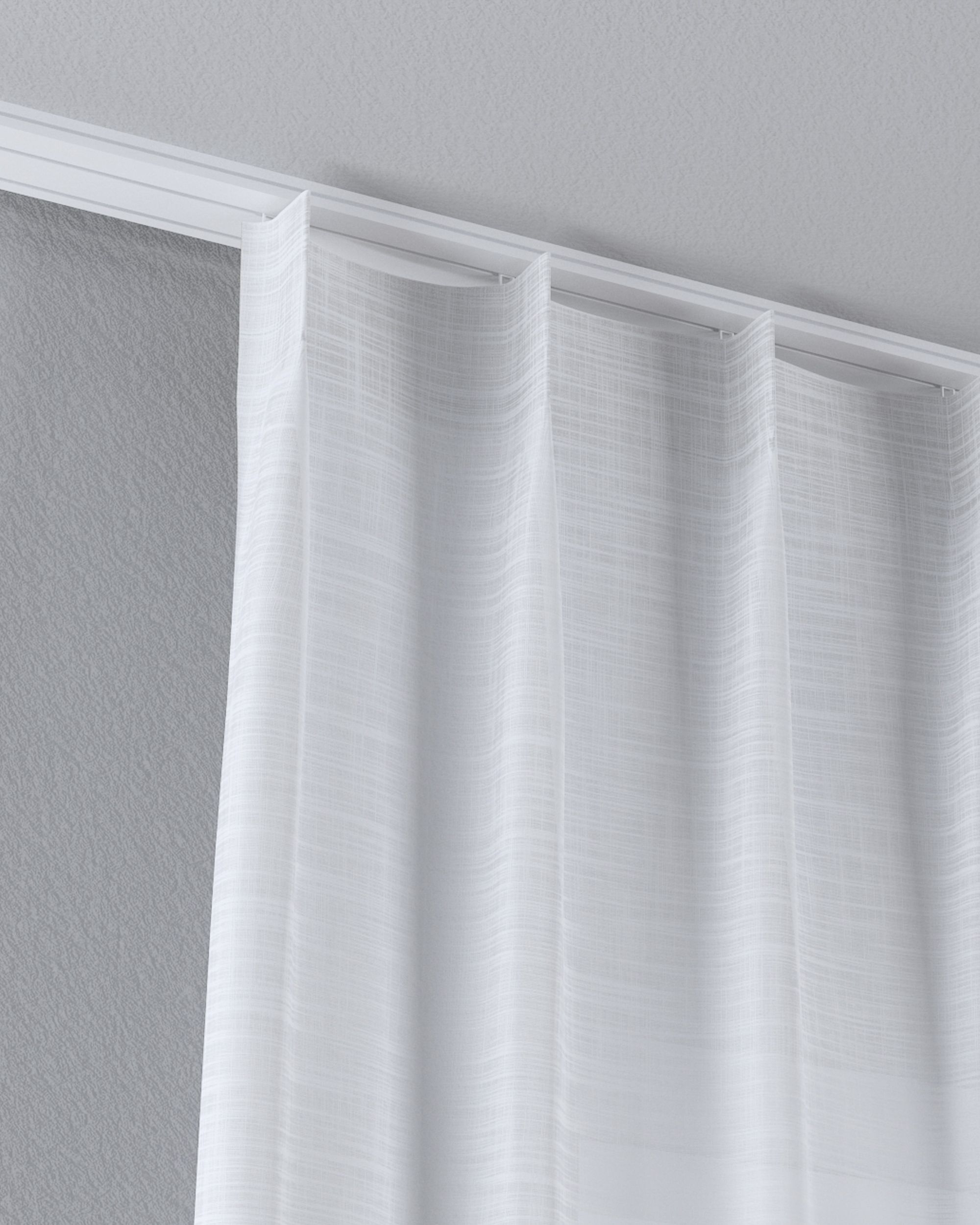 Vlinderplooi vitragegordijn kleur product wit stof halftransparant, met structuur (hover)
