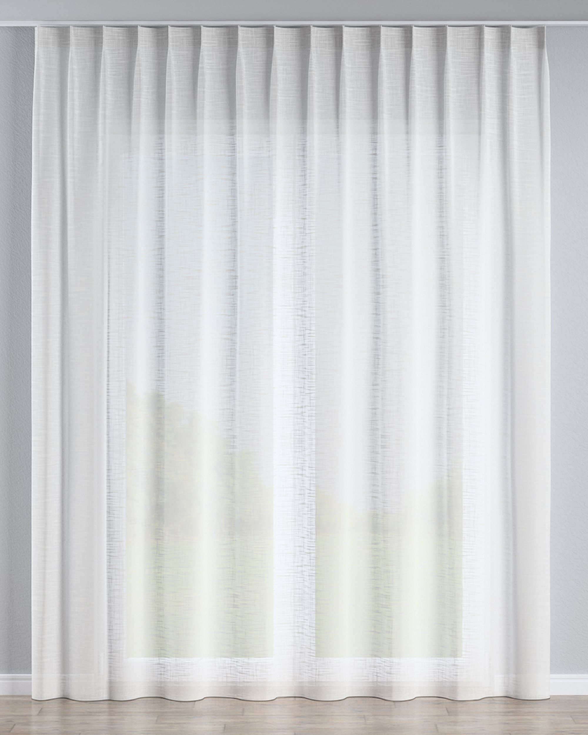 Vlinderplooi vitragegordijn kleur product crème stof halftransparant, met structuur