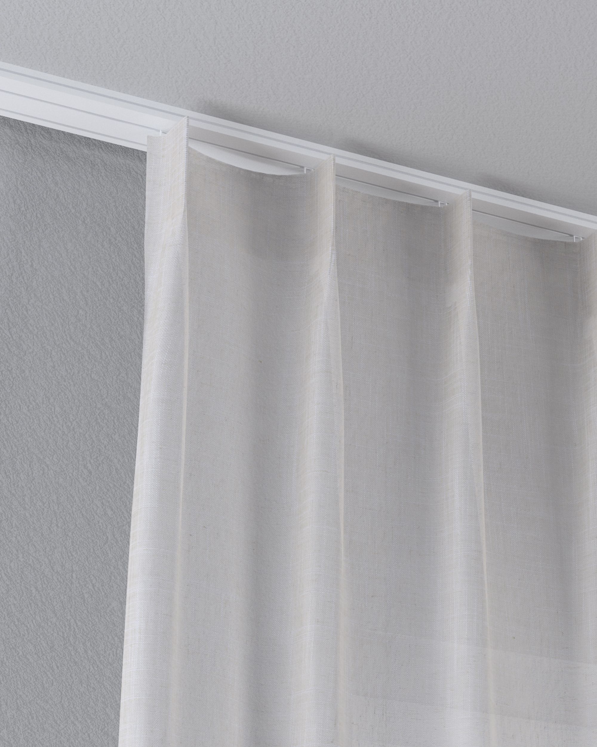 Vlinderplooi vitragegordijn kleur product beige stof halftransparant, met structuur (hover)