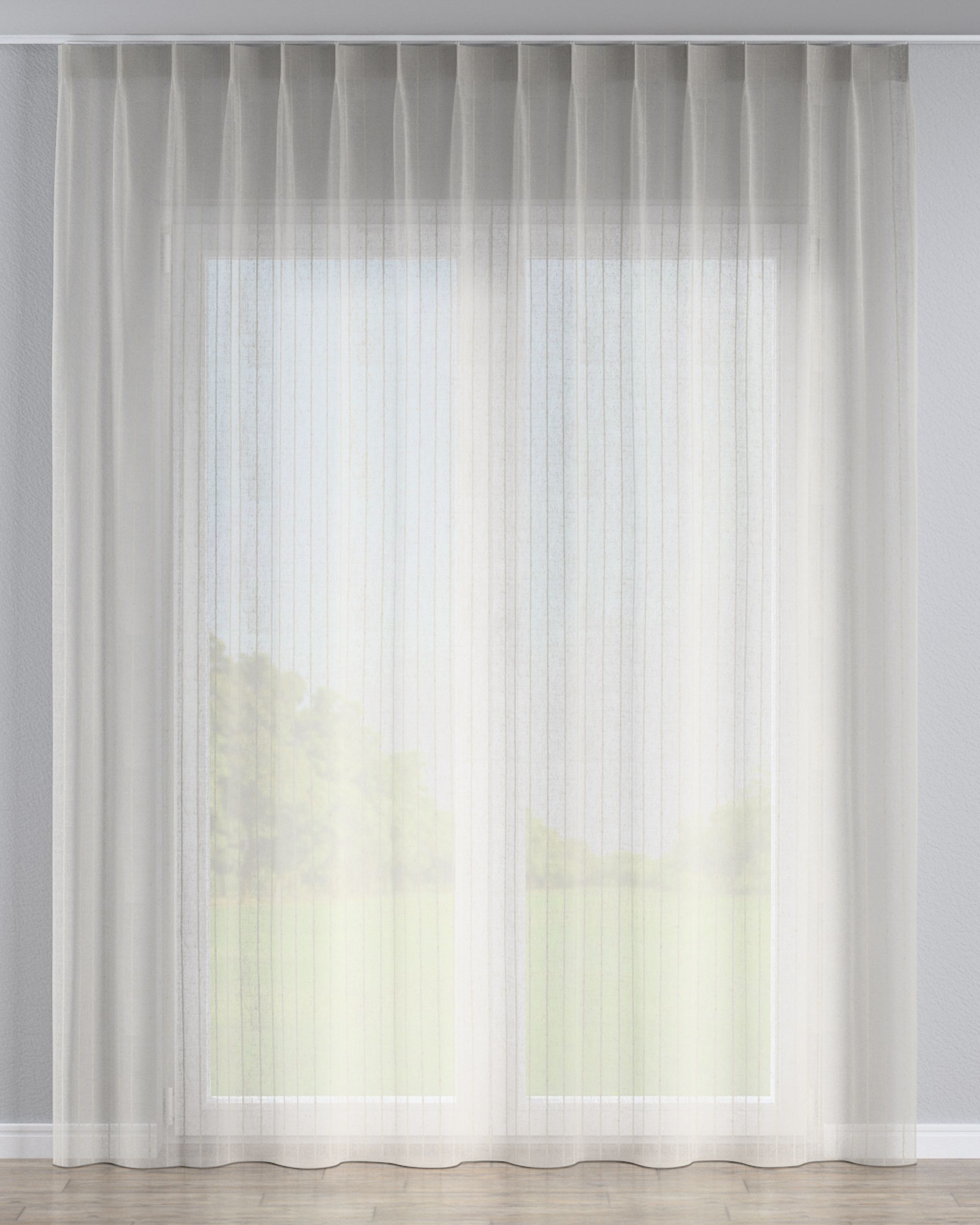 Vlinderplooi vitragegordijn kleur product beige stof halftransparant, met structuur, met patroon