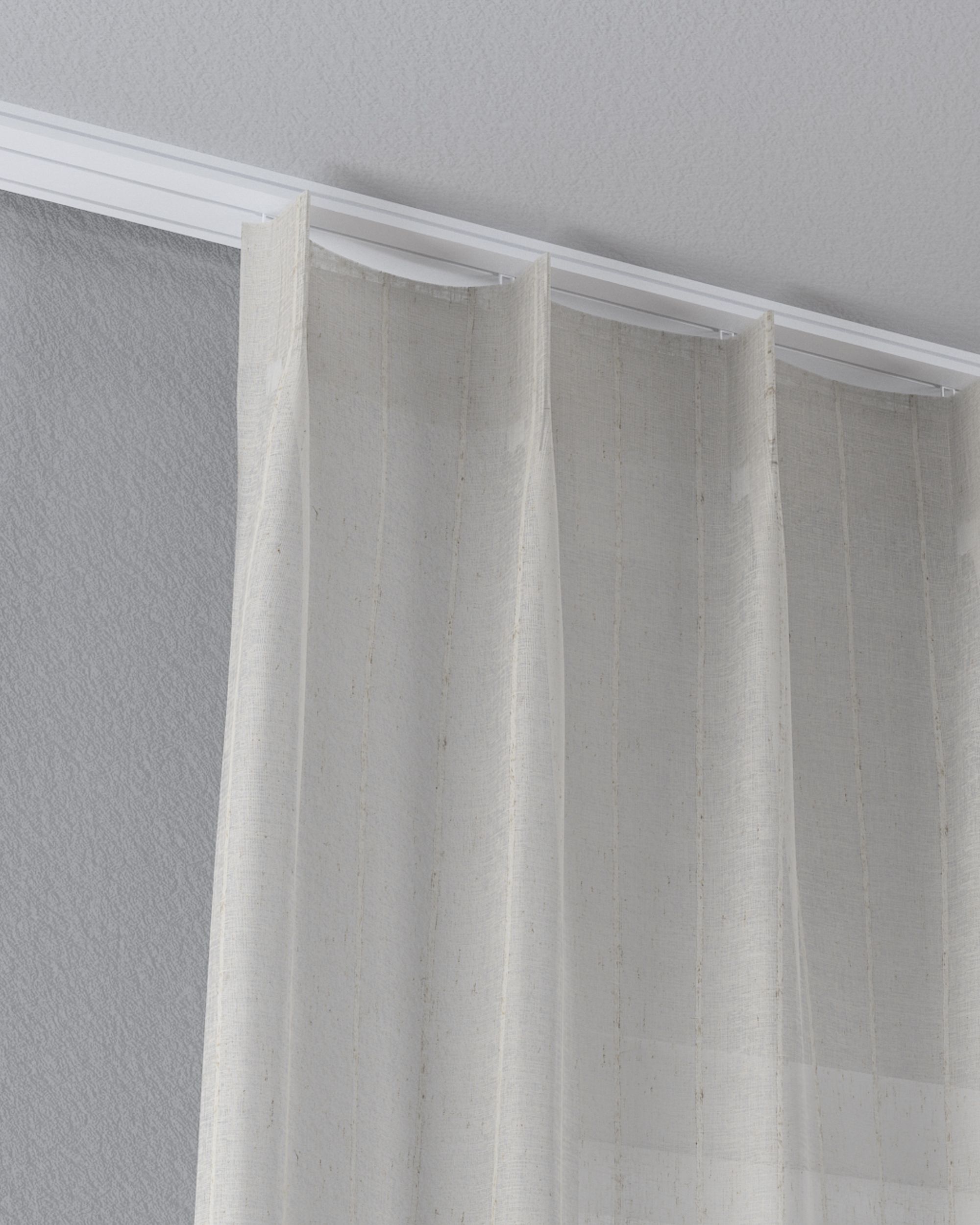 Vlinderplooi vitragegordijn kleur product beige stof halftransparant, met structuur, met patroon (hover)