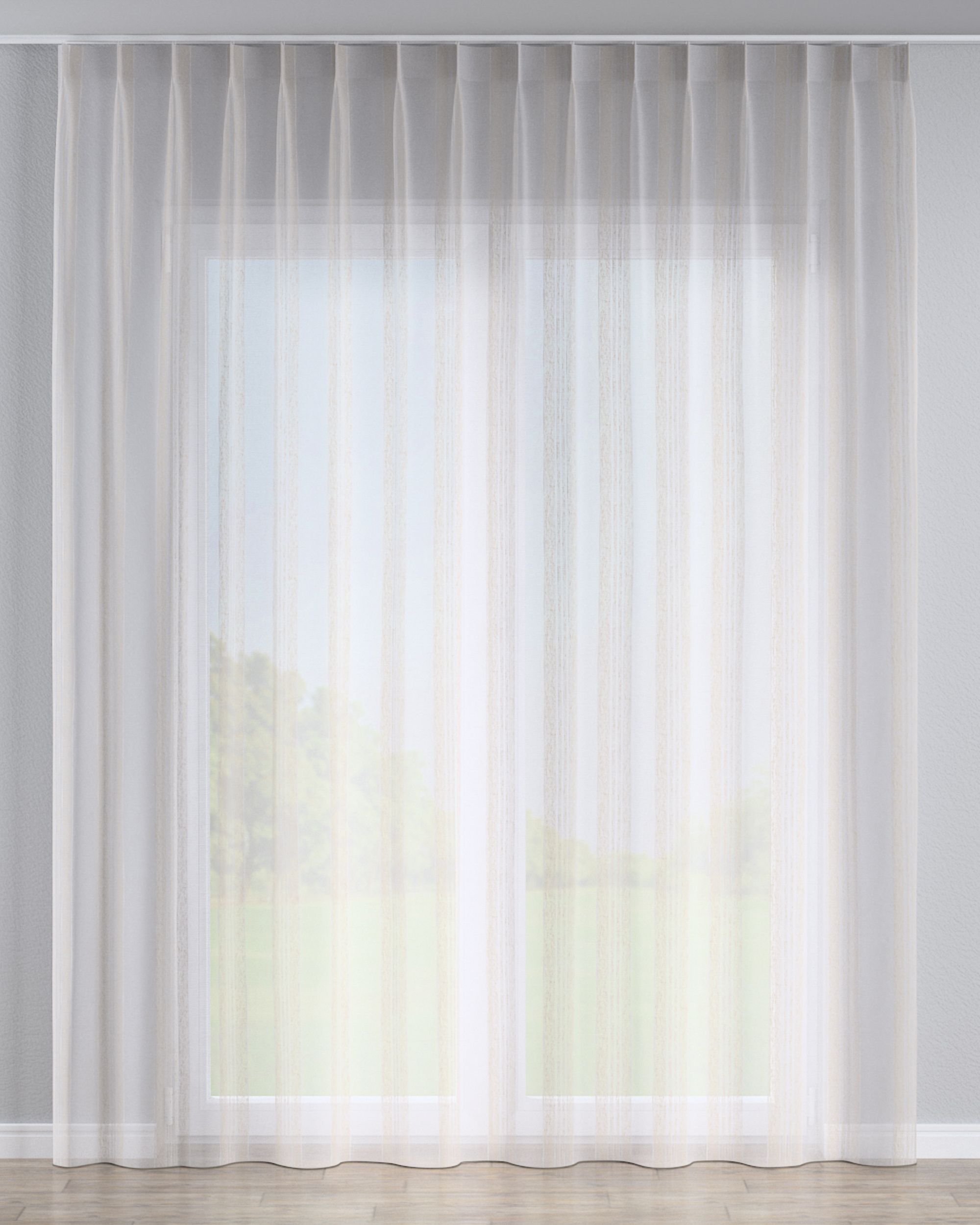 Vlinderplooi vitragegordijn kleur product crème stof halftransparant, met structuur, met patroon