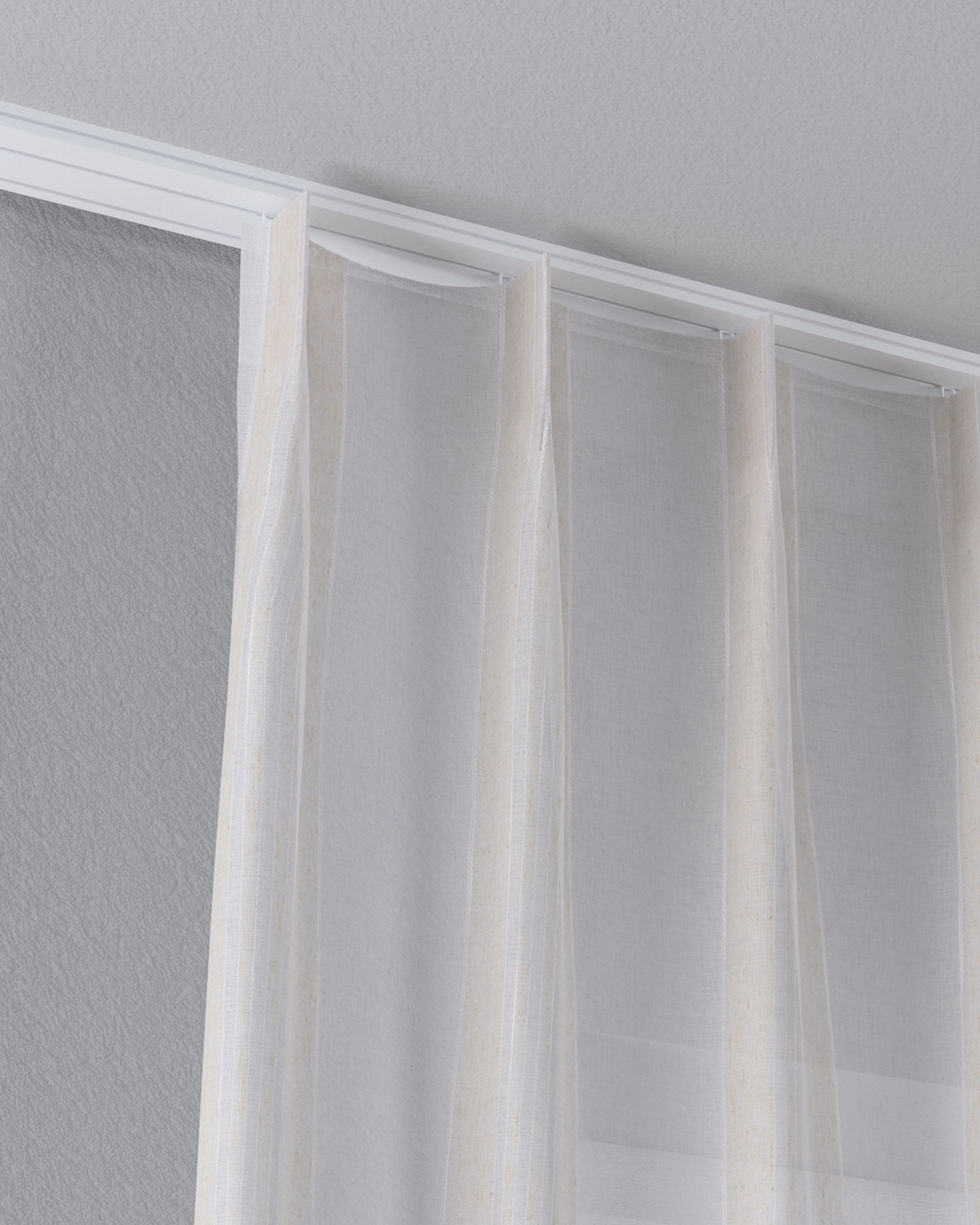 Vlinderplooi vitragegordijn kleur product crème stof halftransparant, met structuur, met patroon (hover)