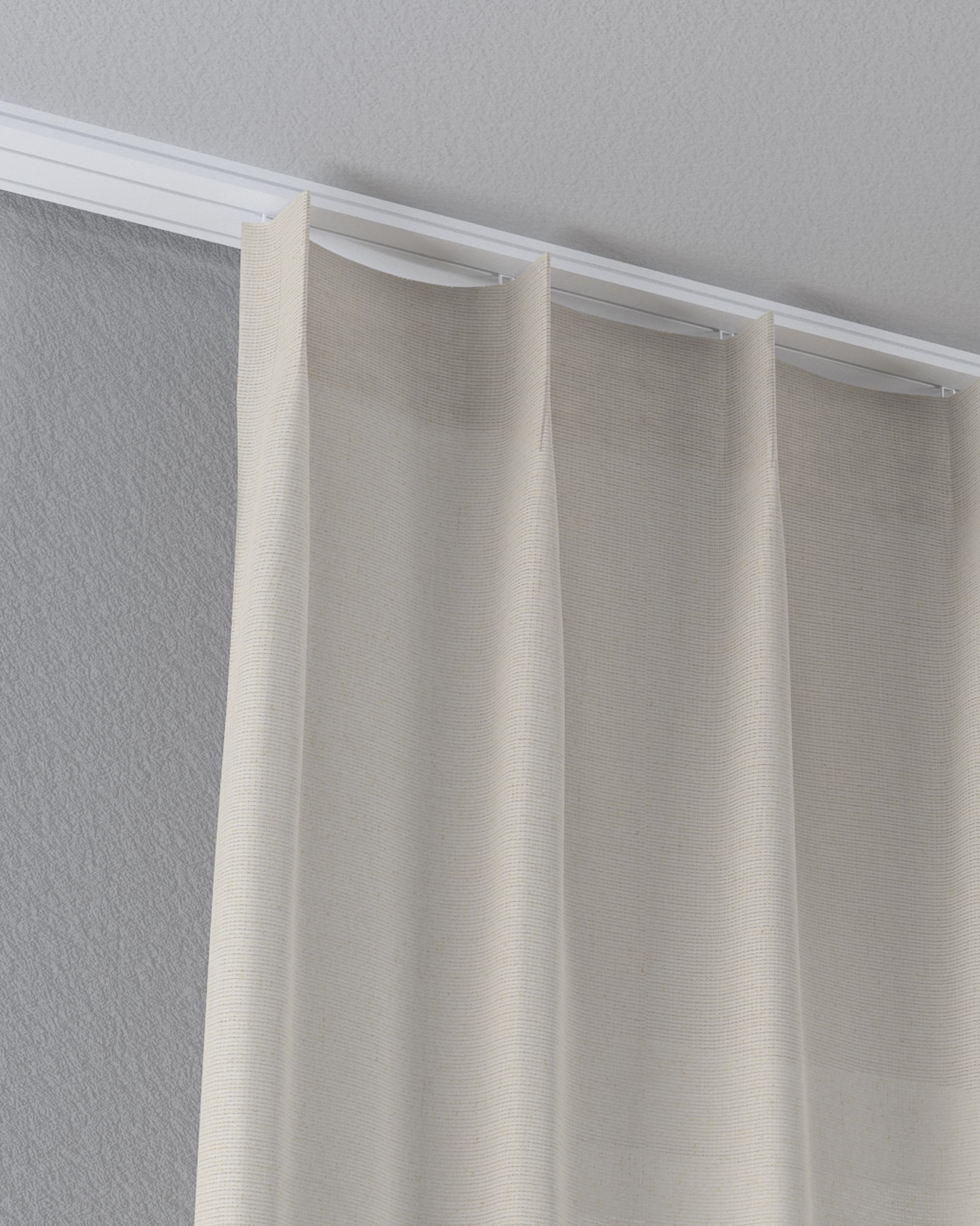 Vlinderplooi vitragegordijn kleur product beige stof halftransparant, met structuur (hover)