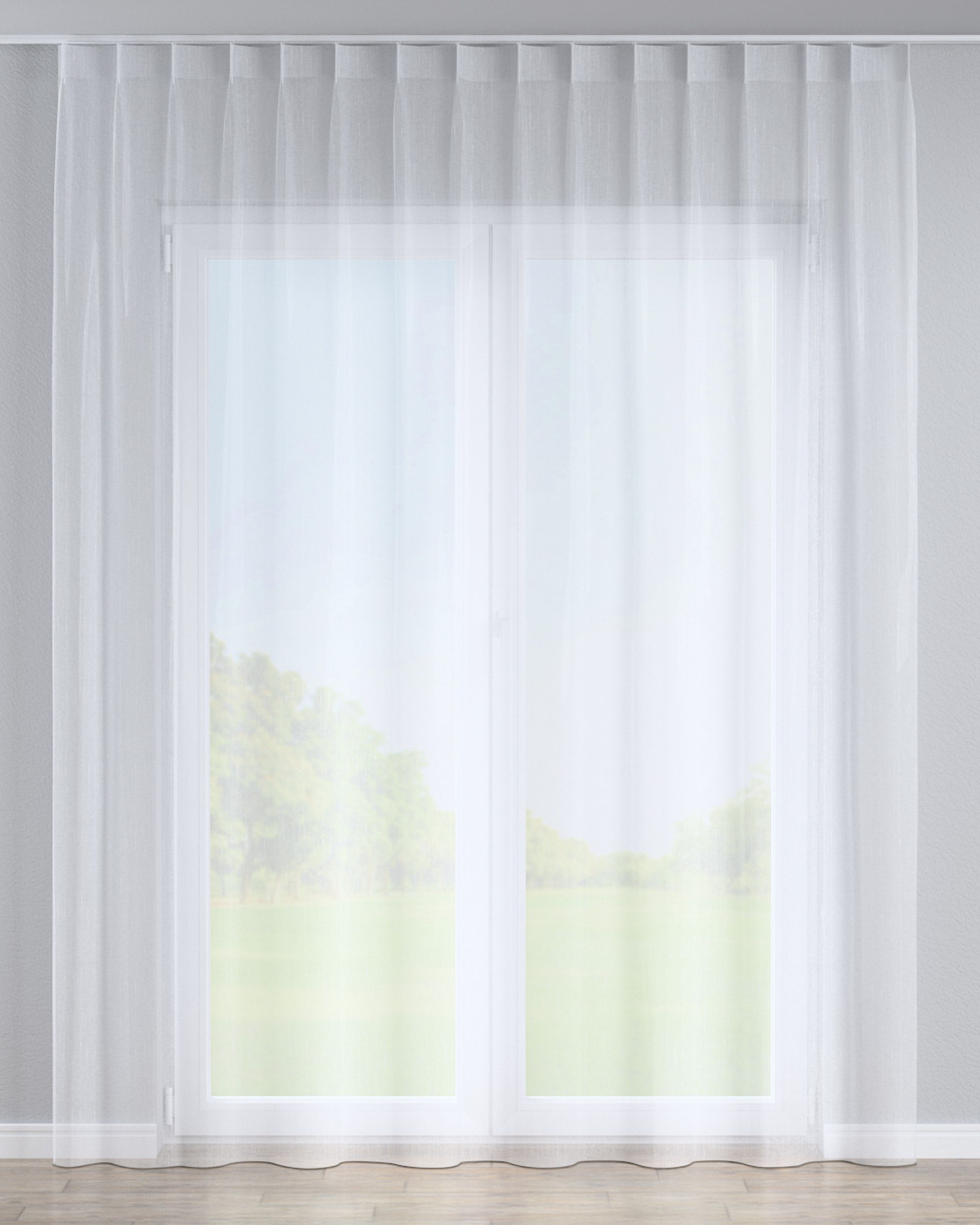Vlinderplooi vitragegordijn kleur product crème stof halftransparant, met structuur, met patroon