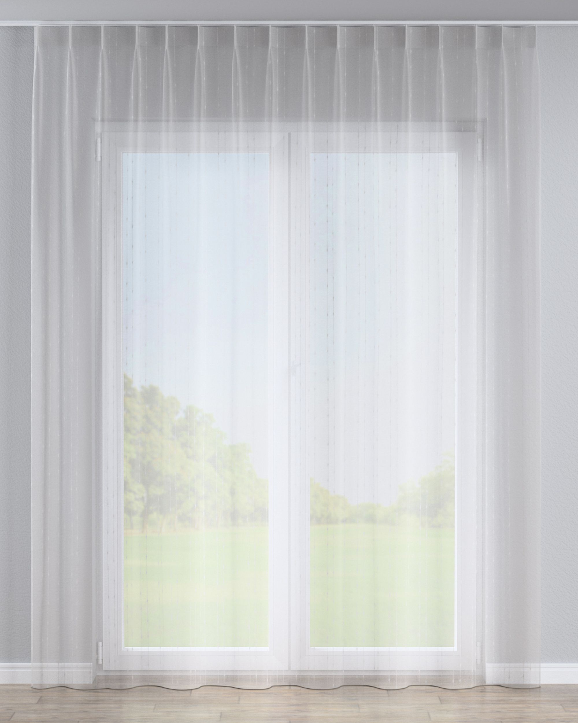 Vlinderplooi vitragegordijn kleur product crème stof halftransparant, met structuur, met patroon