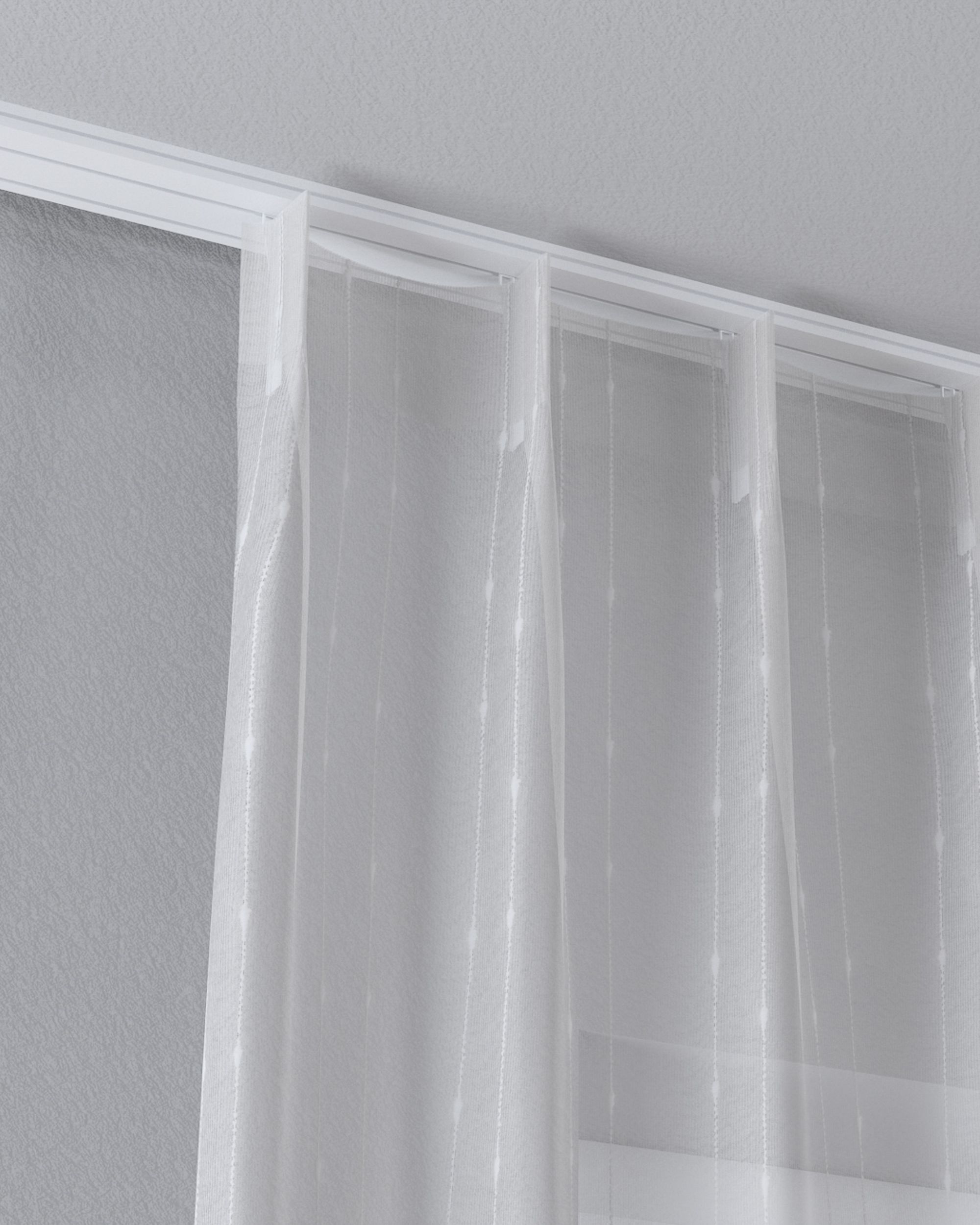 Vlinderplooi vitragegordijn kleur product crème stof halftransparant, met structuur, met patroon (hover)