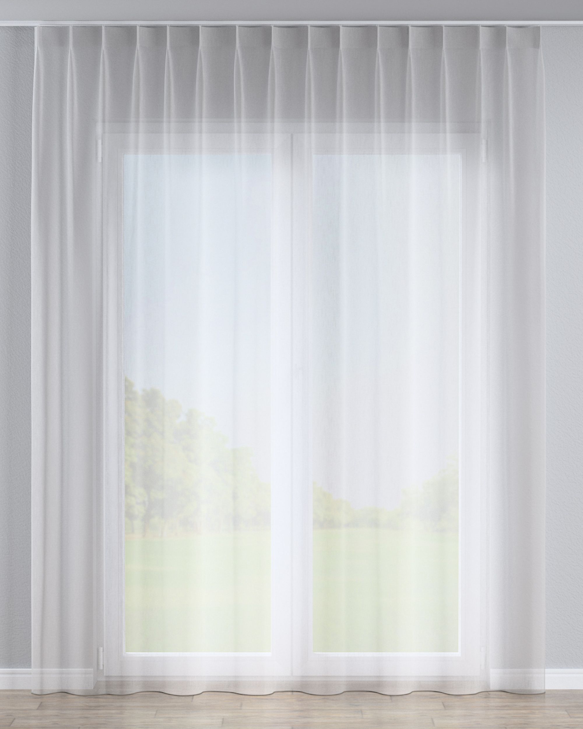 Vlinderplooi vitragegordijn kleur product crème stof halftransparant, met structuur, met patroon