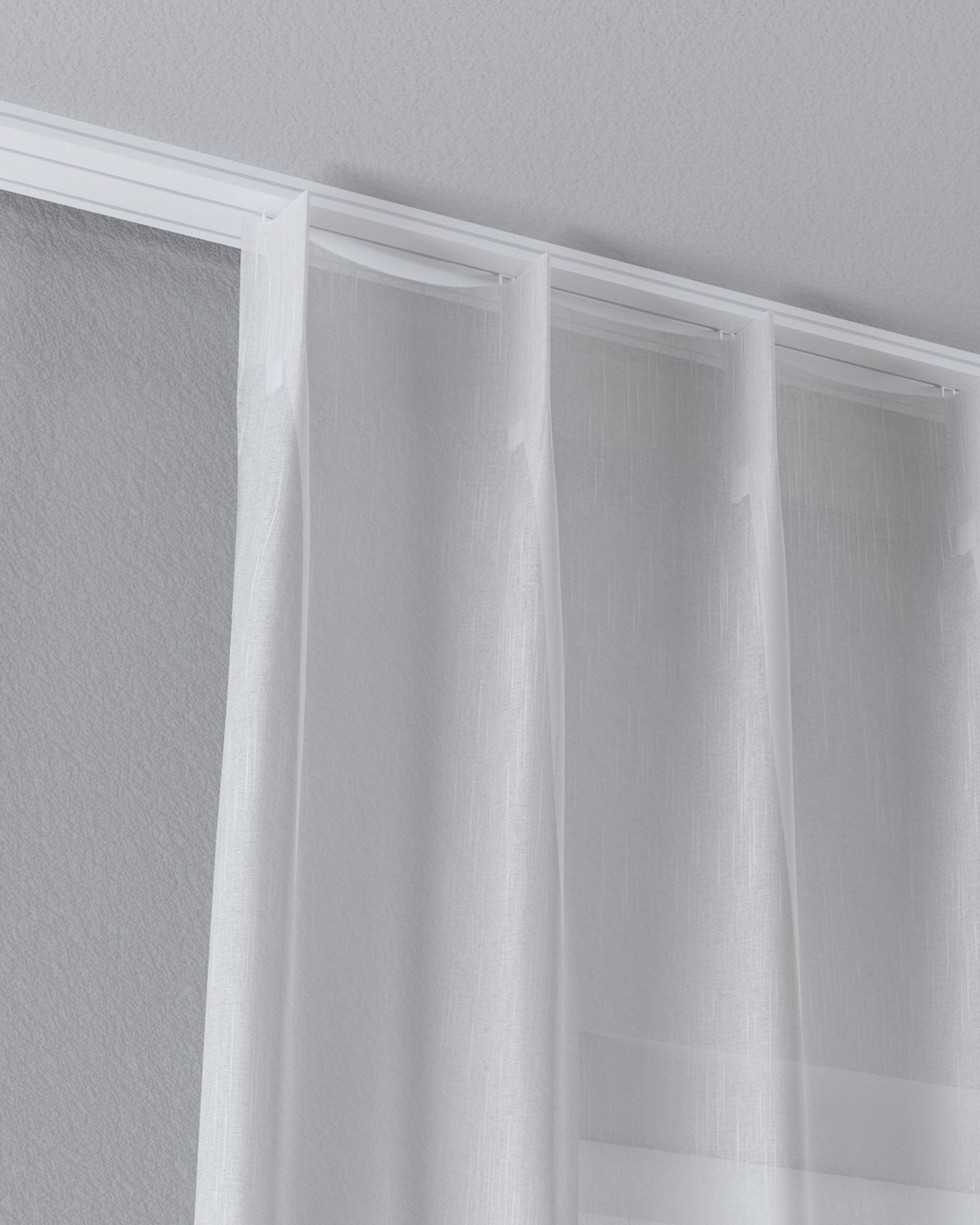 Vlinderplooi vitragegordijn kleur product crème stof halftransparant, met structuur, met patroon (hover)
