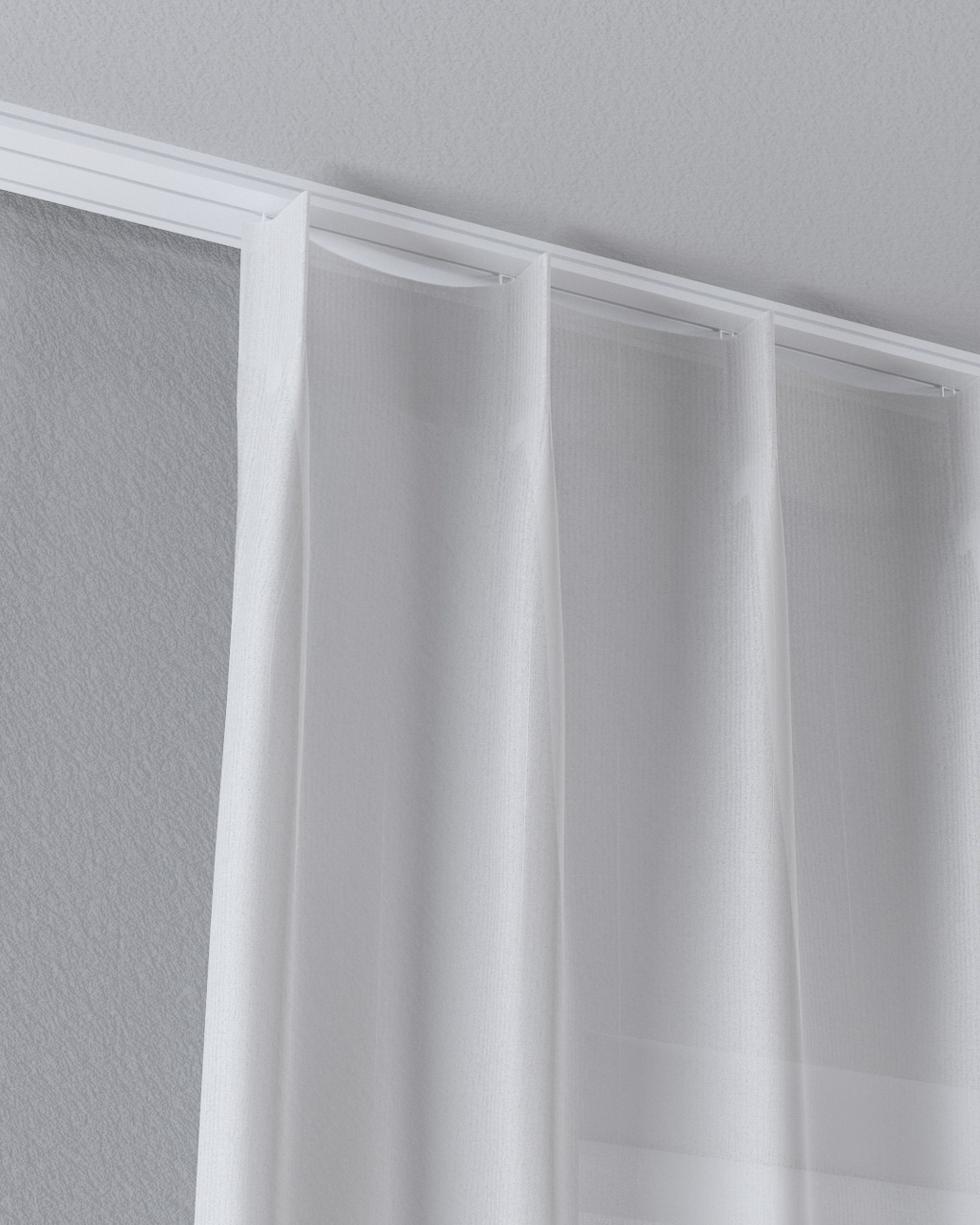 Vlinderplooi vitragegordijn kleur product crème stof halftransparant, met structuur, met patroon (hover)