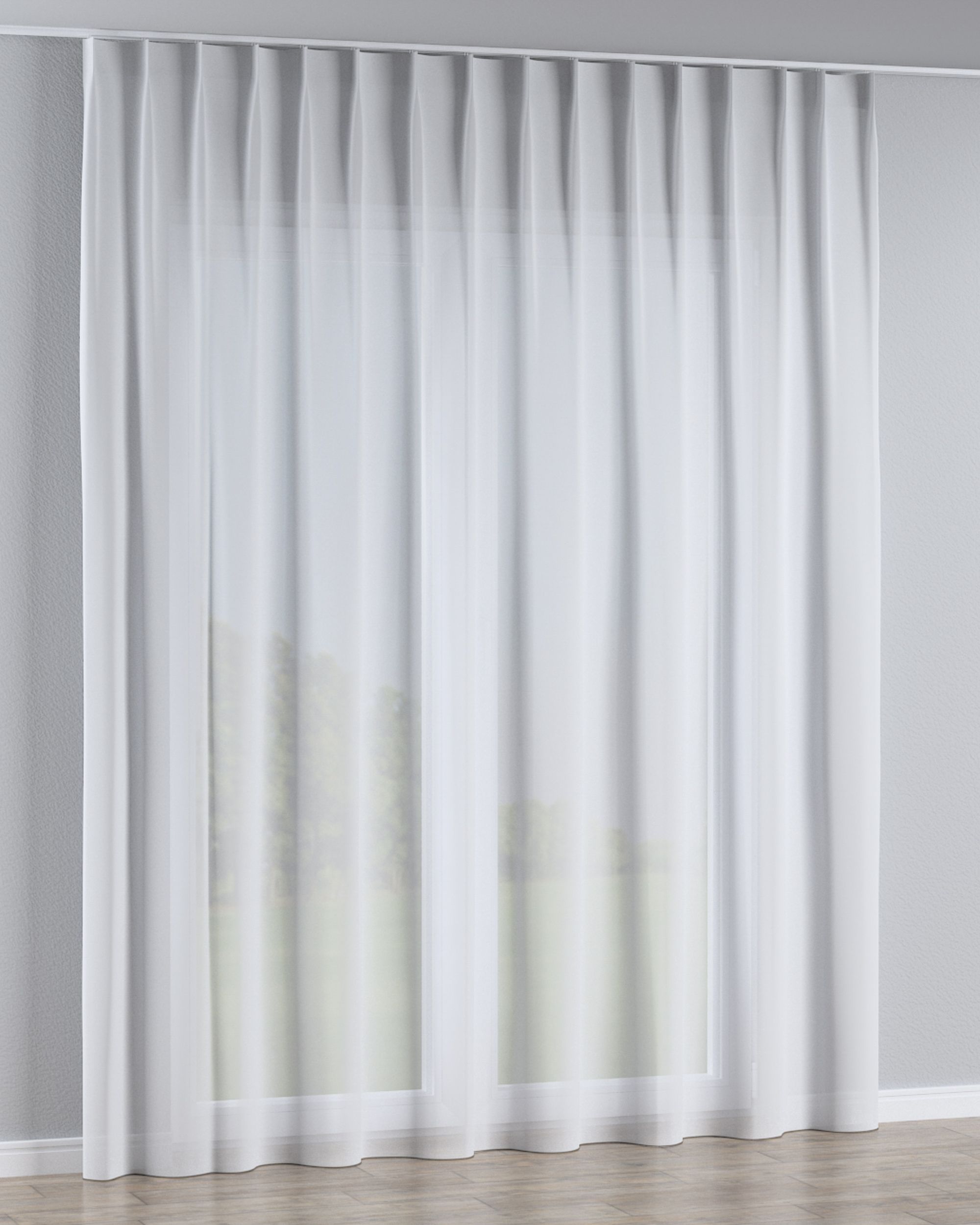 Vlinderplooi vitragegordijn kleur product wit stof halftransparant, met structuur