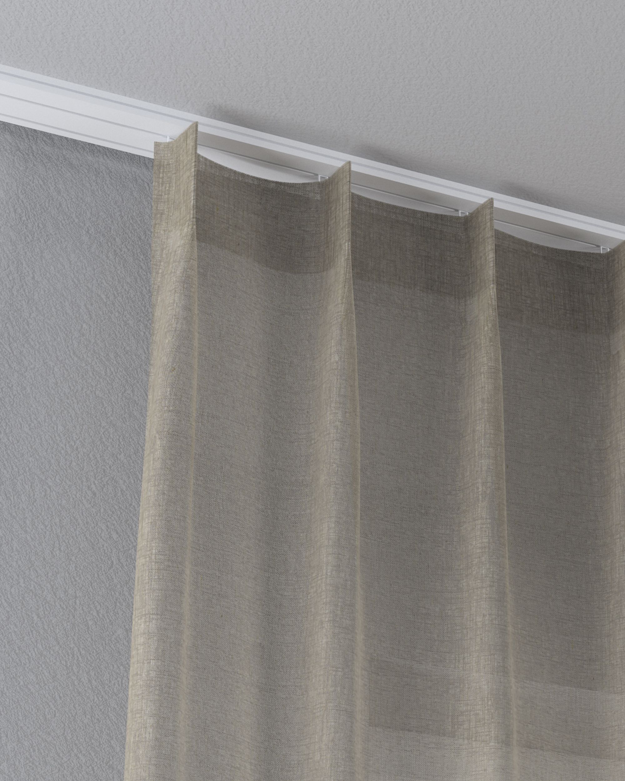 Vlinderplooi vitragegordijn kleur product beige stof halftransparant, met structuur (hover)