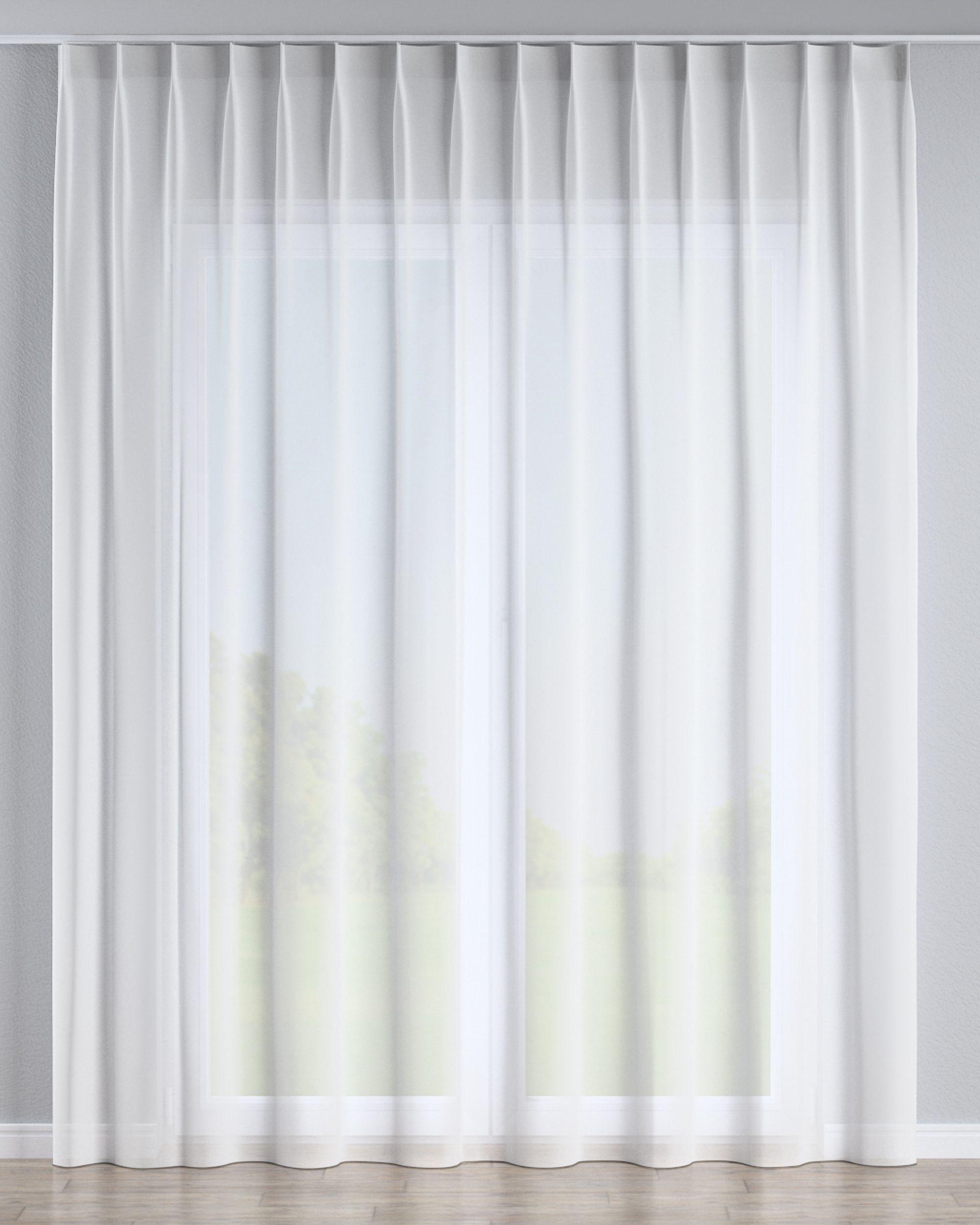 Vlinderplooi vitragegordijn kleur product crème stof halftransparant, met structuur
