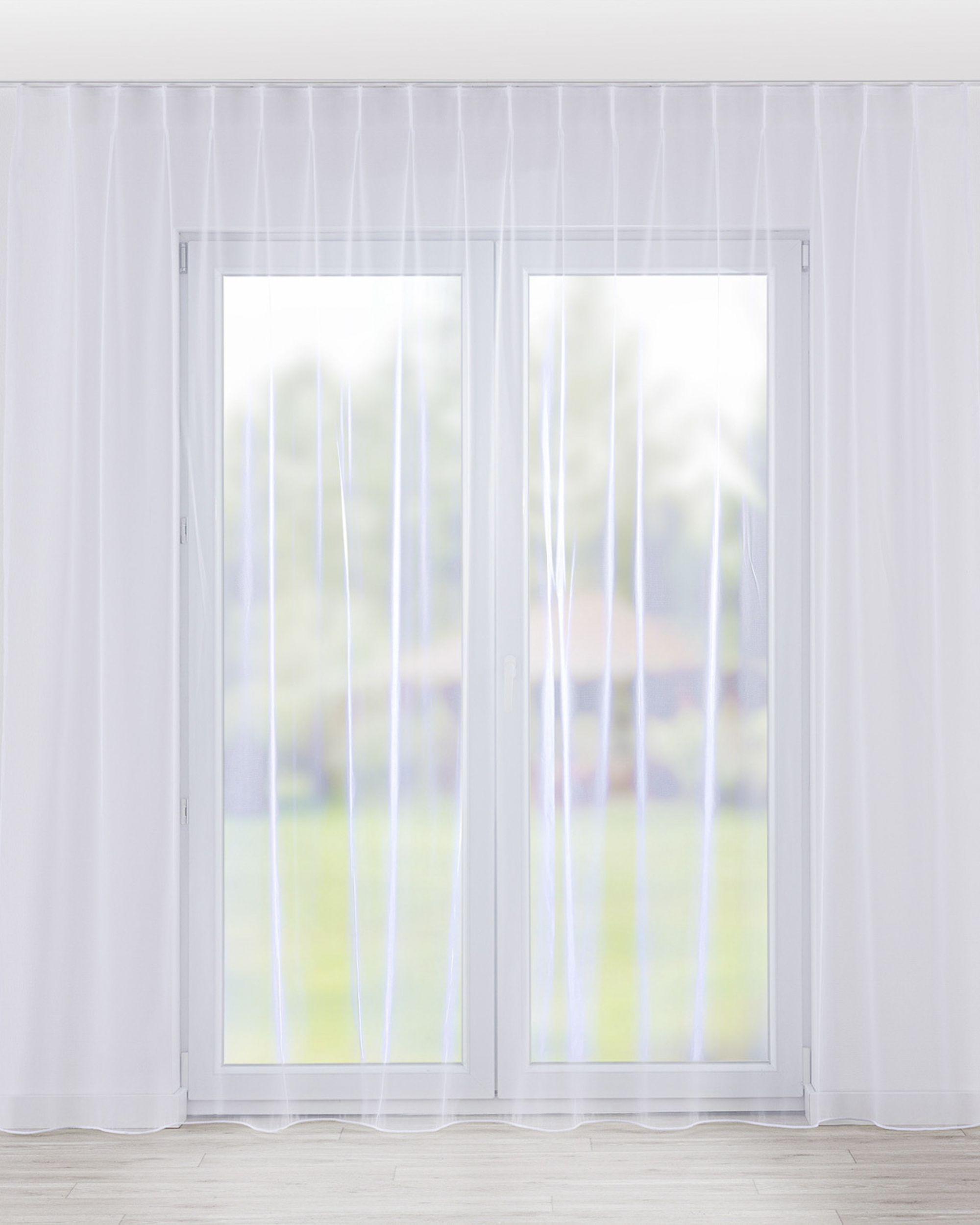 Vlinderplooi vitragegordijn kleur product wit stof halftransparant