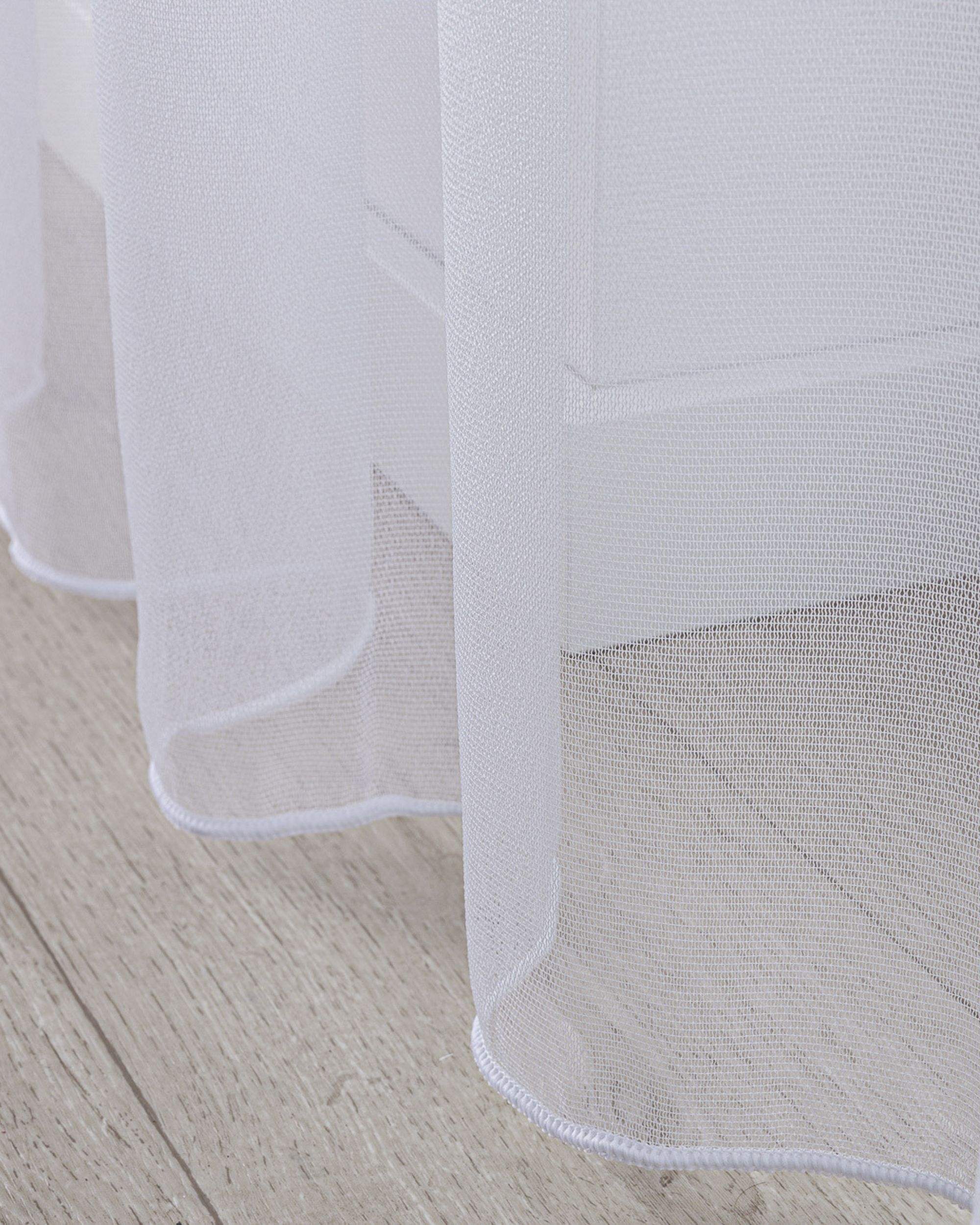 Vlinderplooi vitragegordijn kleur product wit stof halftransparant, glanzend, met structuur (hover)