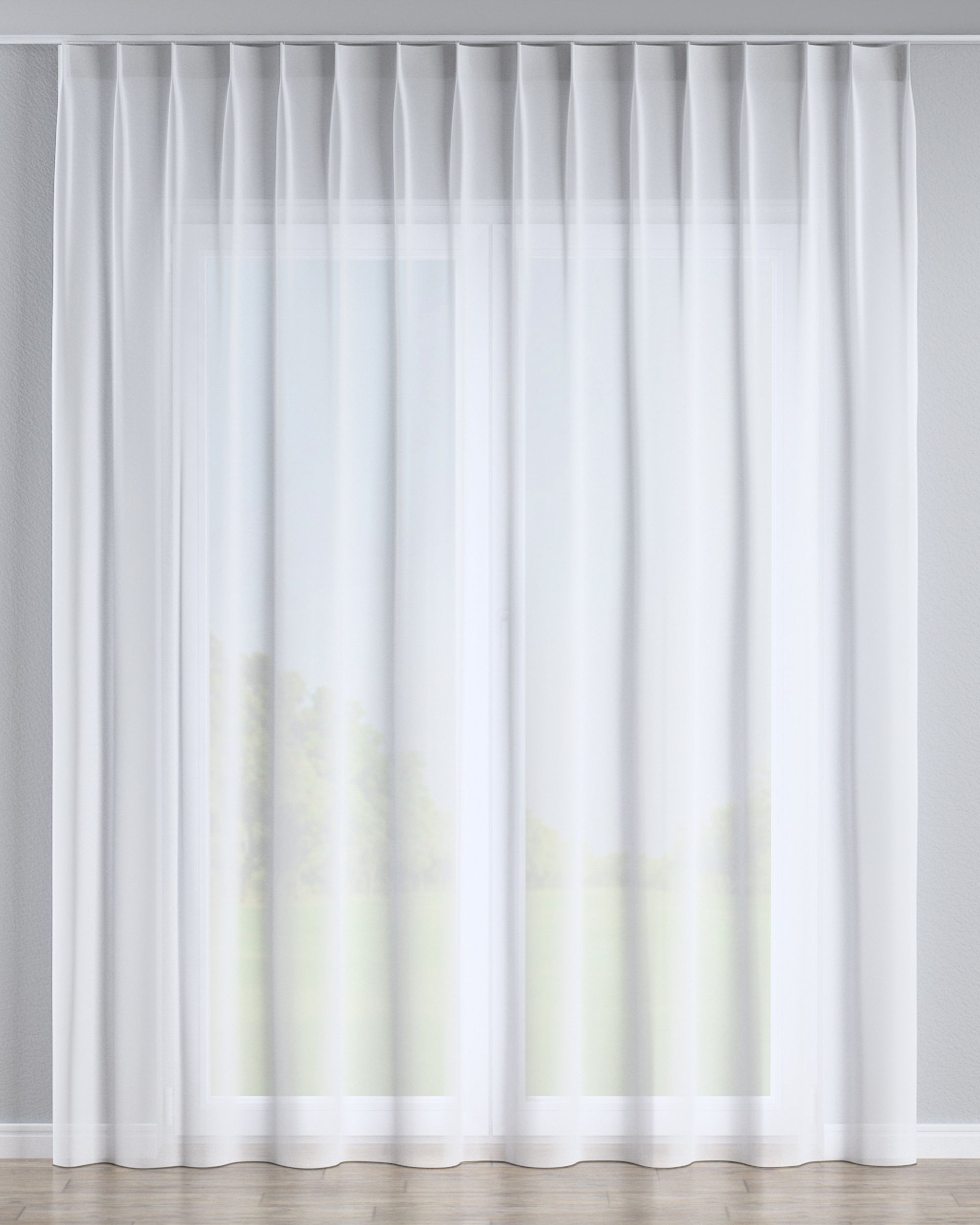 Vlinderplooi vitragegordijn kleur product wit stof halftransparant, met structuur