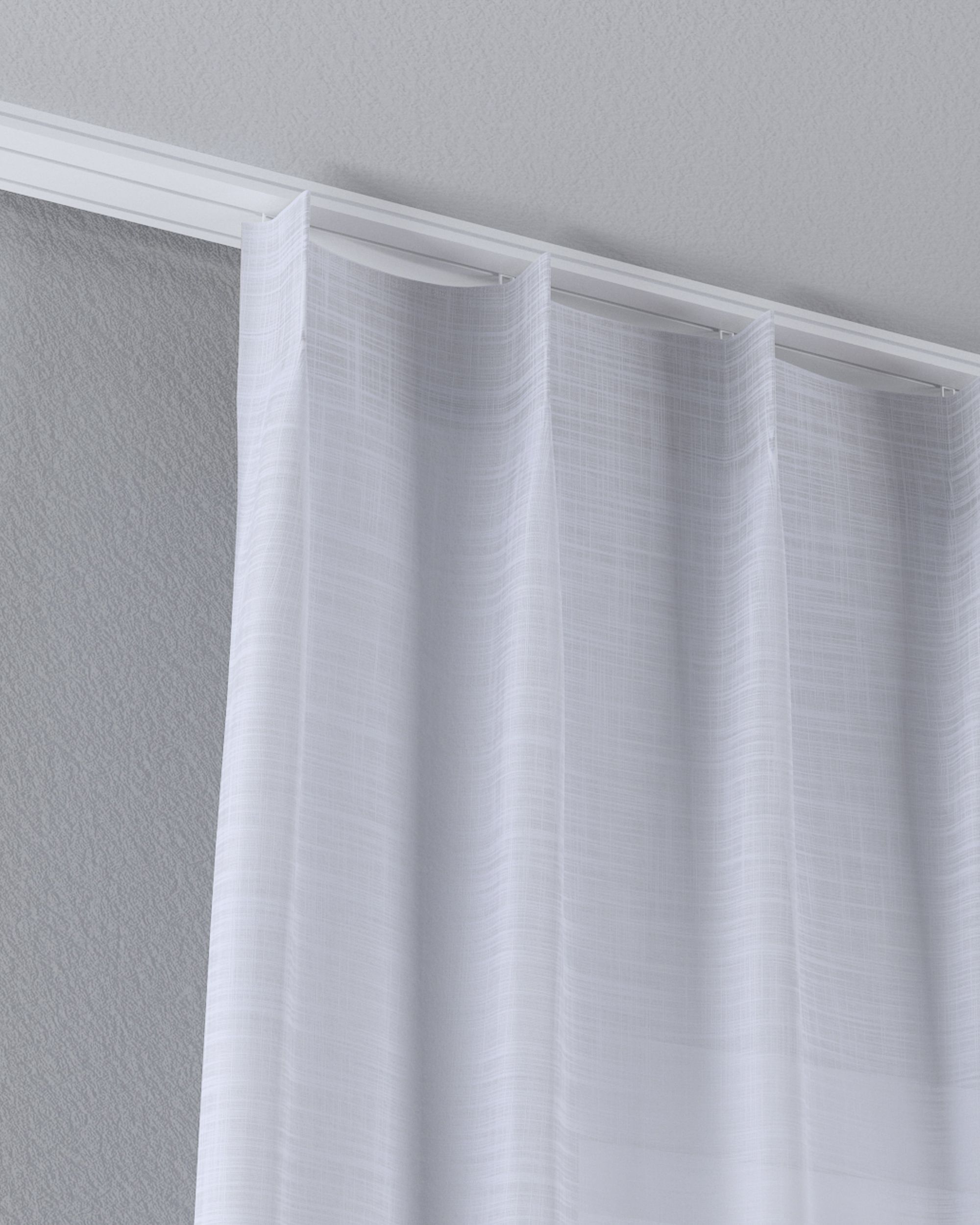 Vlinderplooi vitragegordijn kleur product wit stof halftransparant, met structuur (hover)