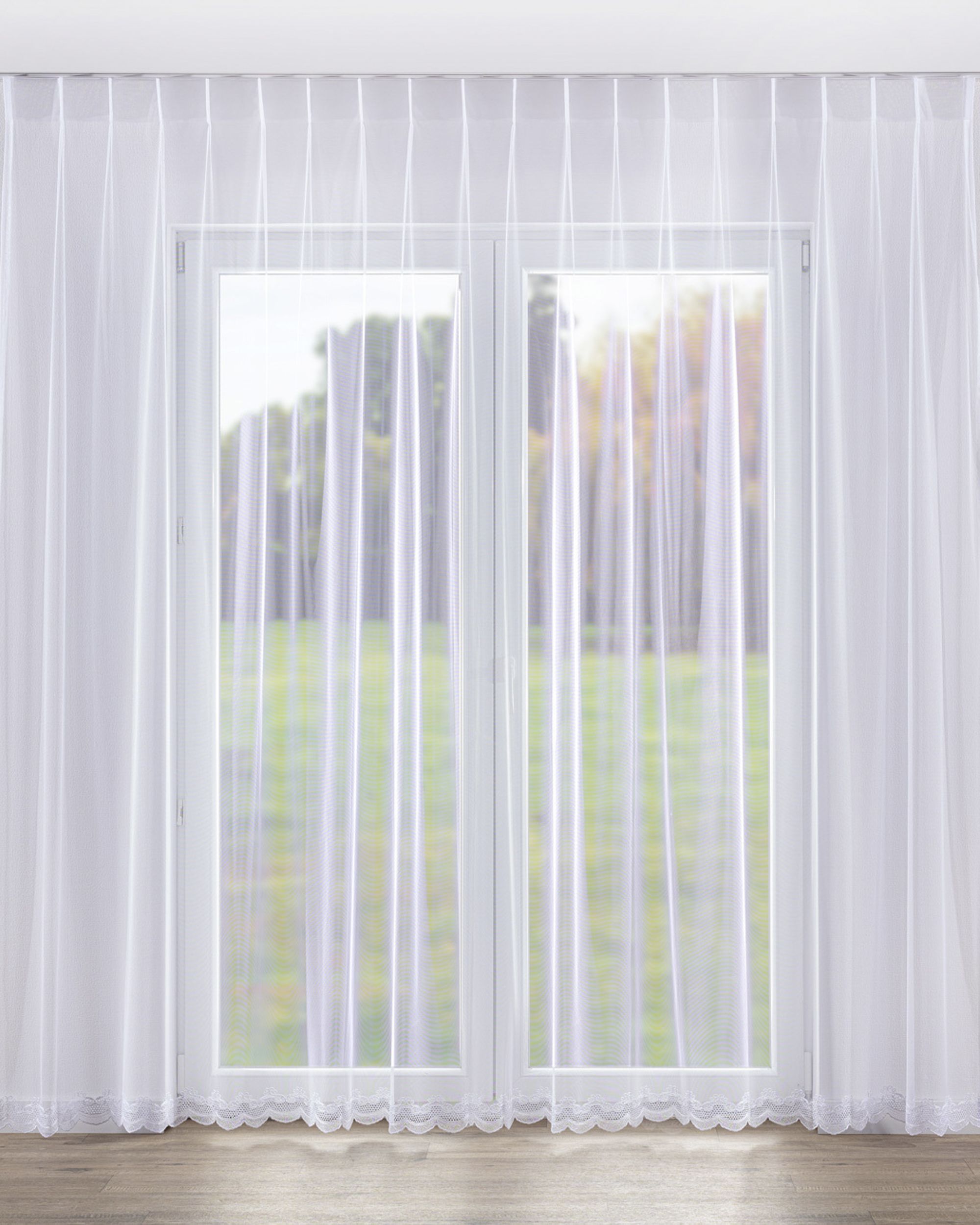 Vlinderplooi vitragegordijn kleur product wit stof halftransparant, met structuur, met patroon