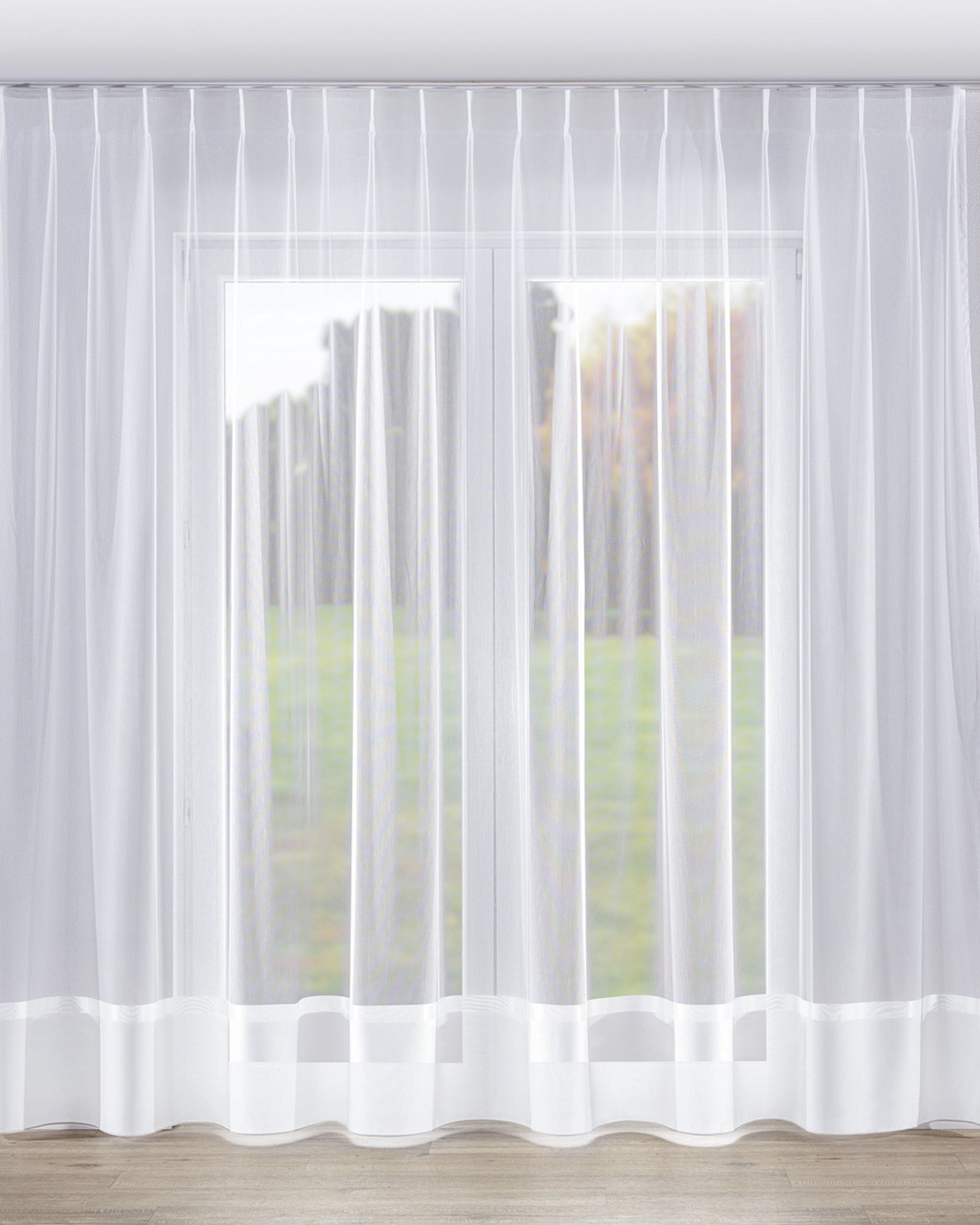 Vlinderplooi vitragegordijn kleur product wit stof halftransparant