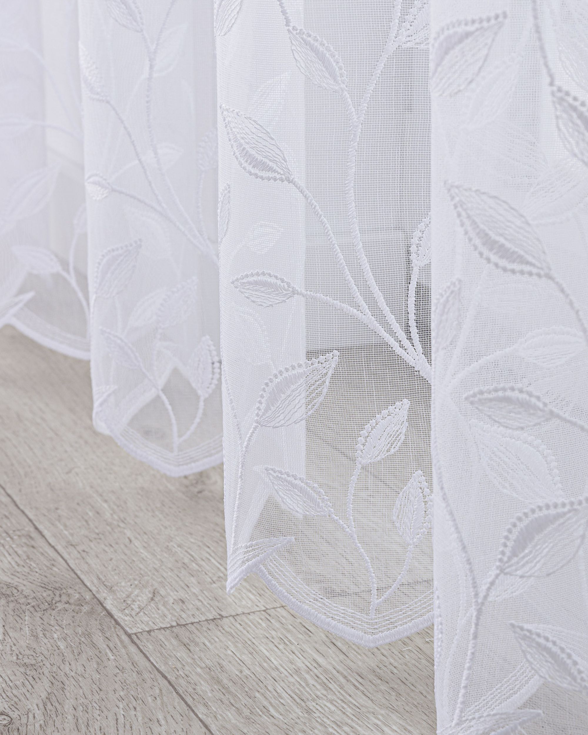 Vlinderplooi vitragegordijn kleur product wit stof halftransparant, met structuur, met patroon (hover)