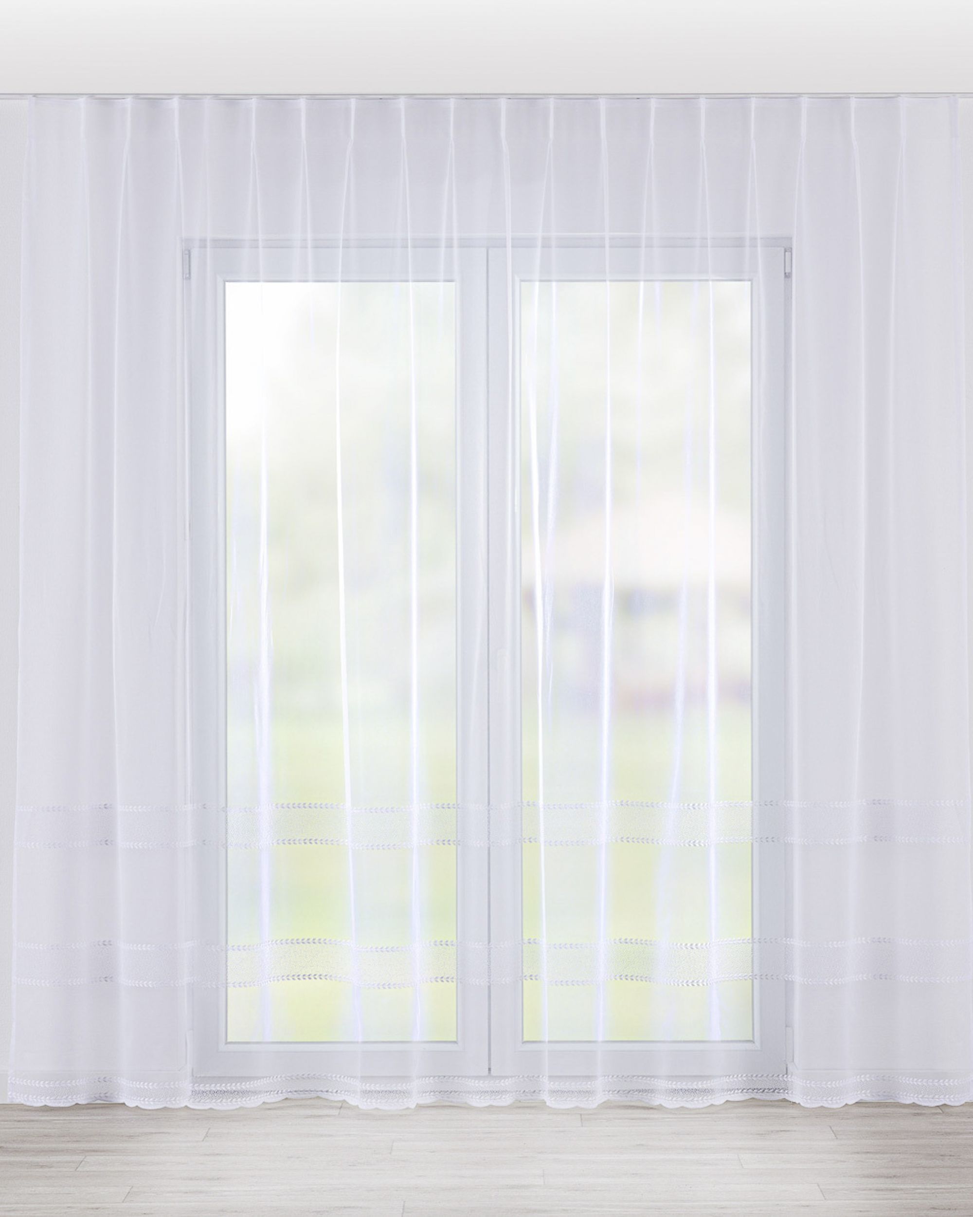 Vlinderplooi vitragegordijn kleur product wit stof halftransparant, met structuur, met patroon