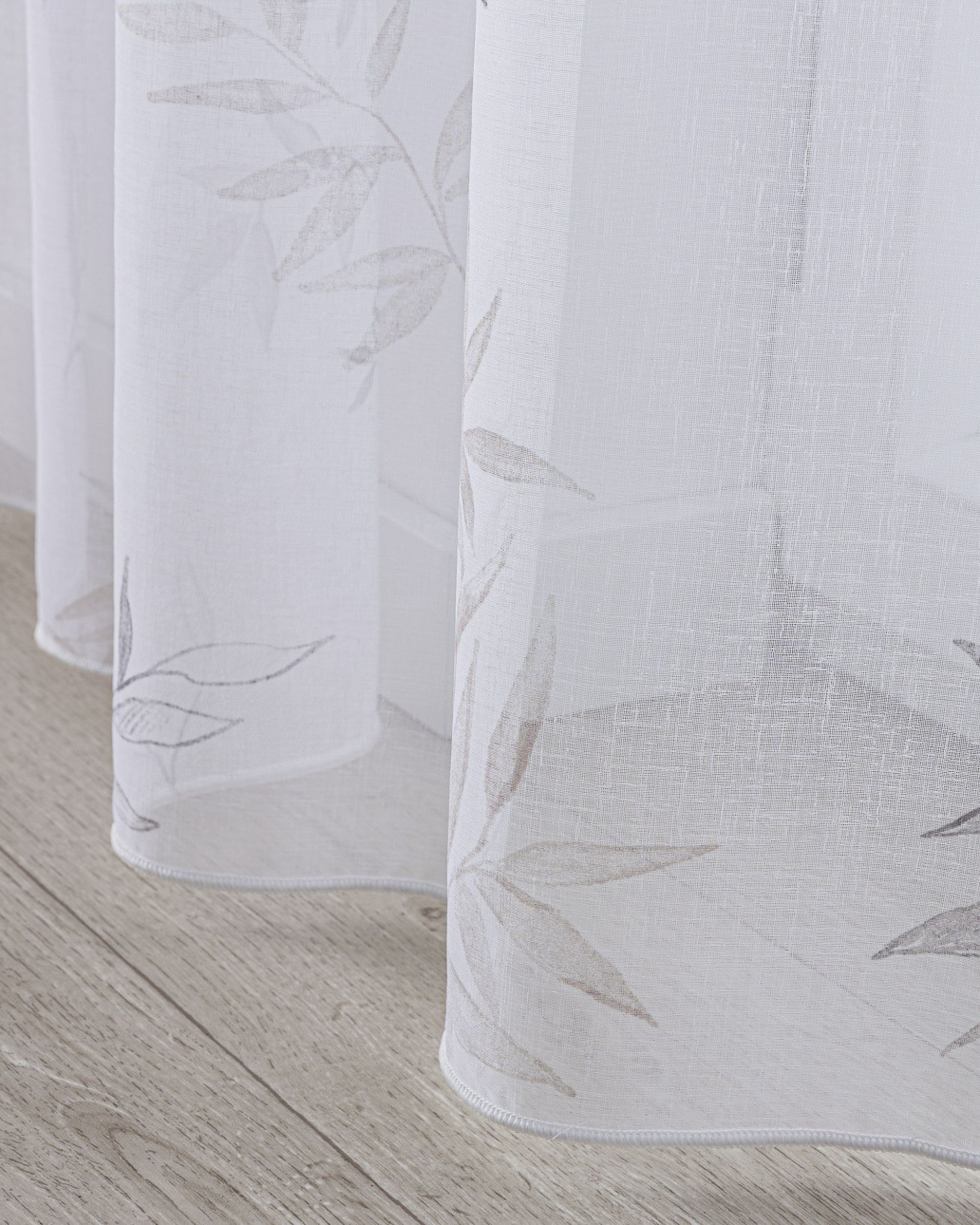 Vlinderplooi vitragegordijn kleur product wit stof halftransparant, met patroon (hover)