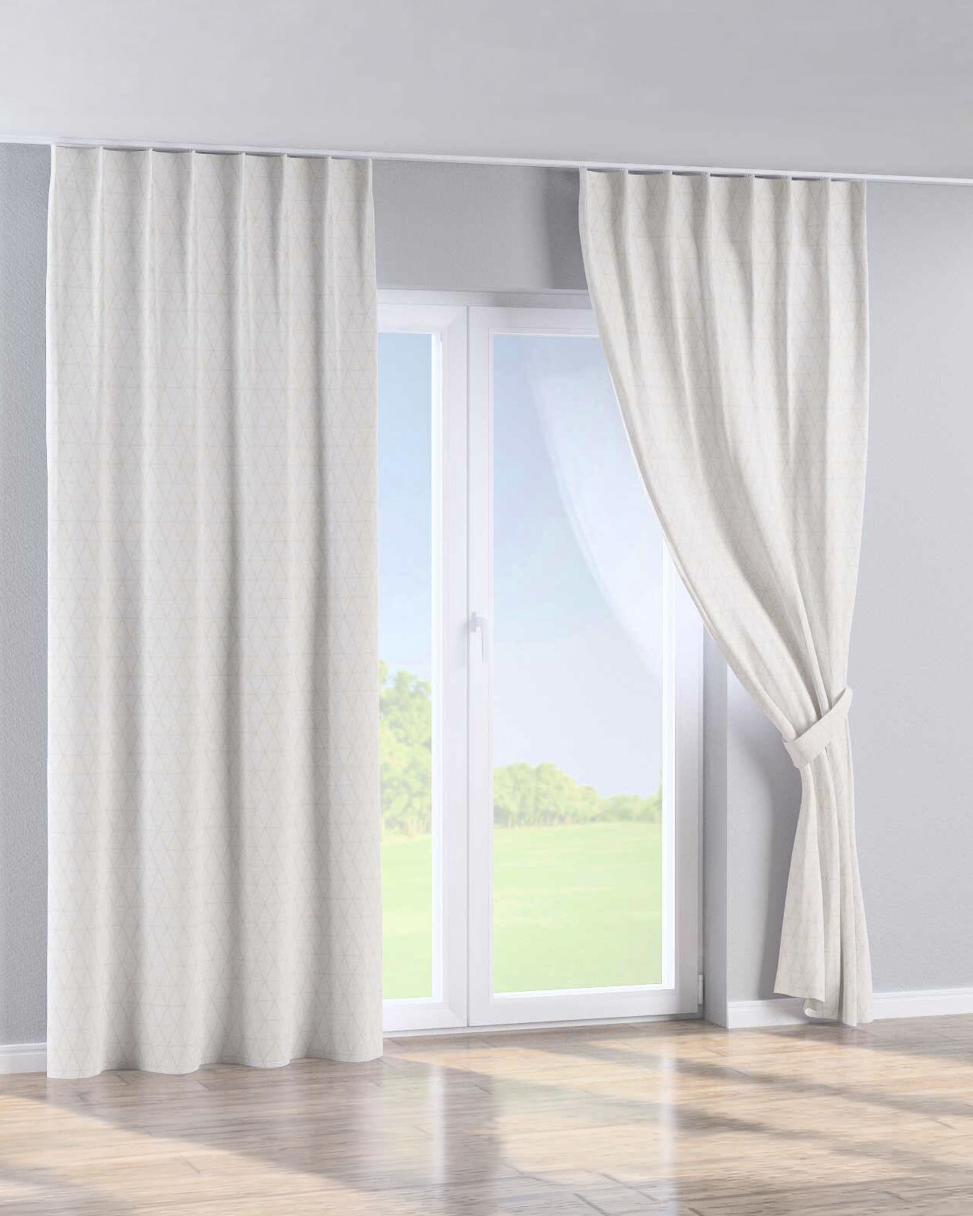 Gordijn met enkele plooi kleur product crème stof met patroon (hover)