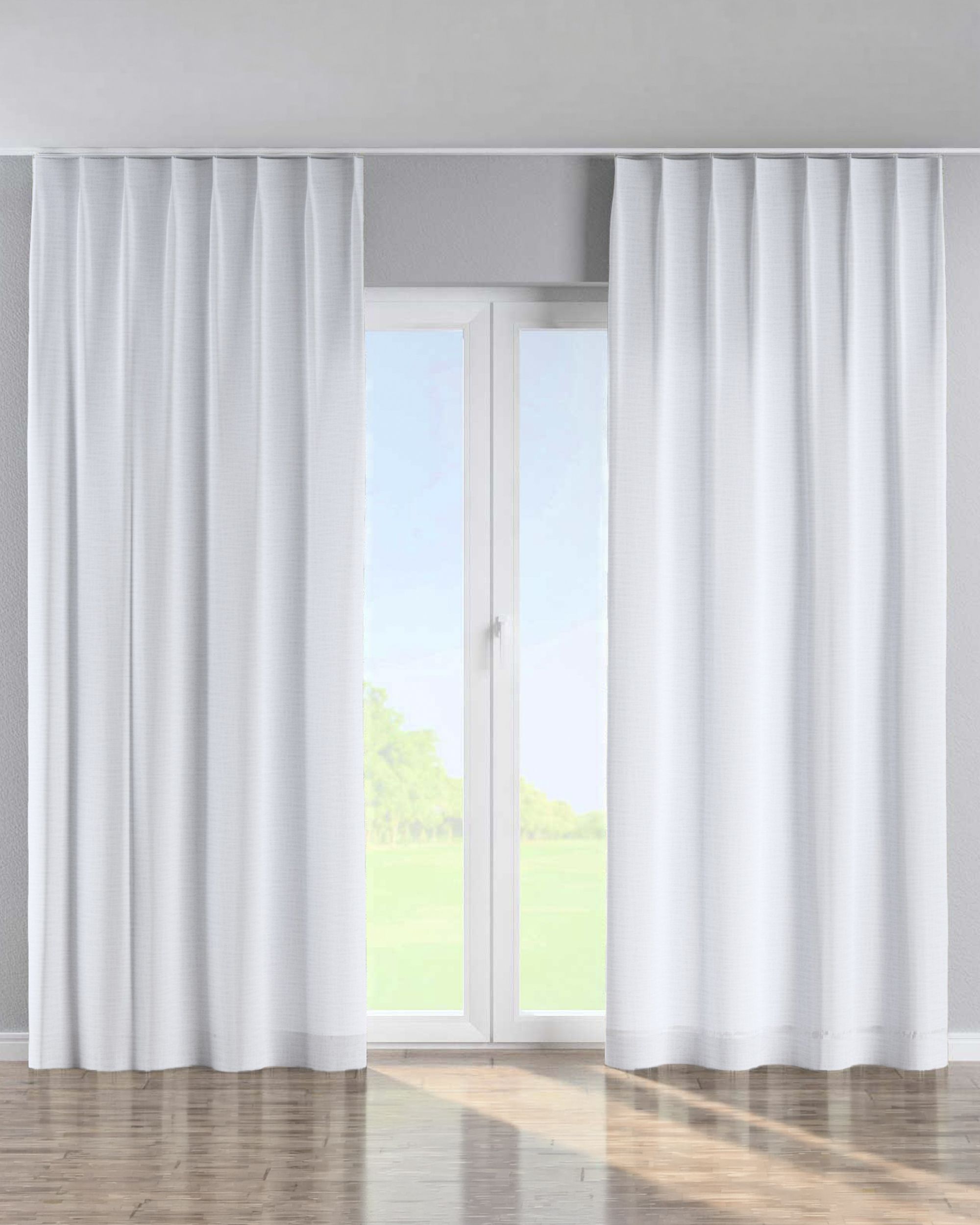Gordijn met enkele plooi kleur product wit stof met structuur