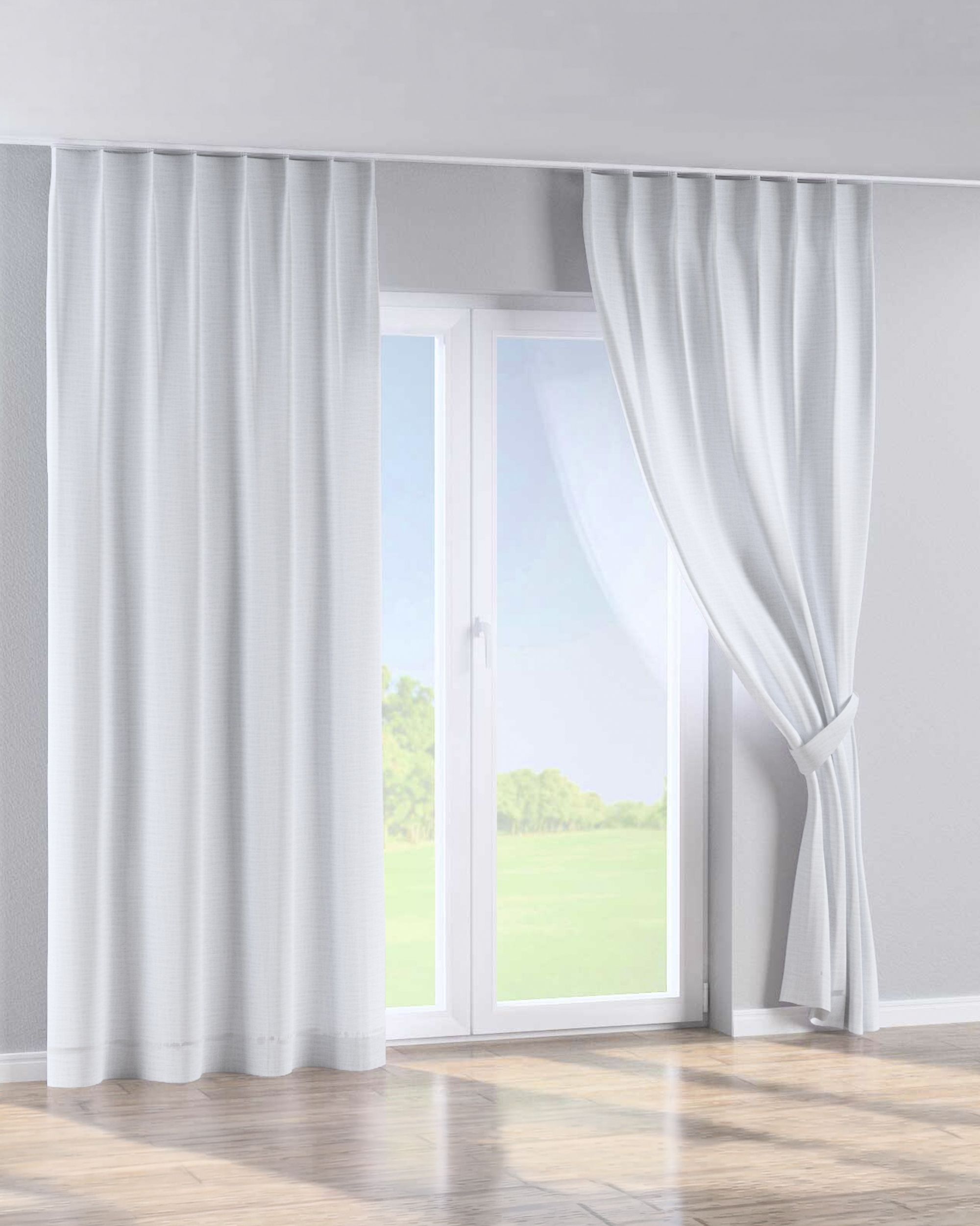 Gordijn met enkele plooi kleur product wit stof met structuur (hover)