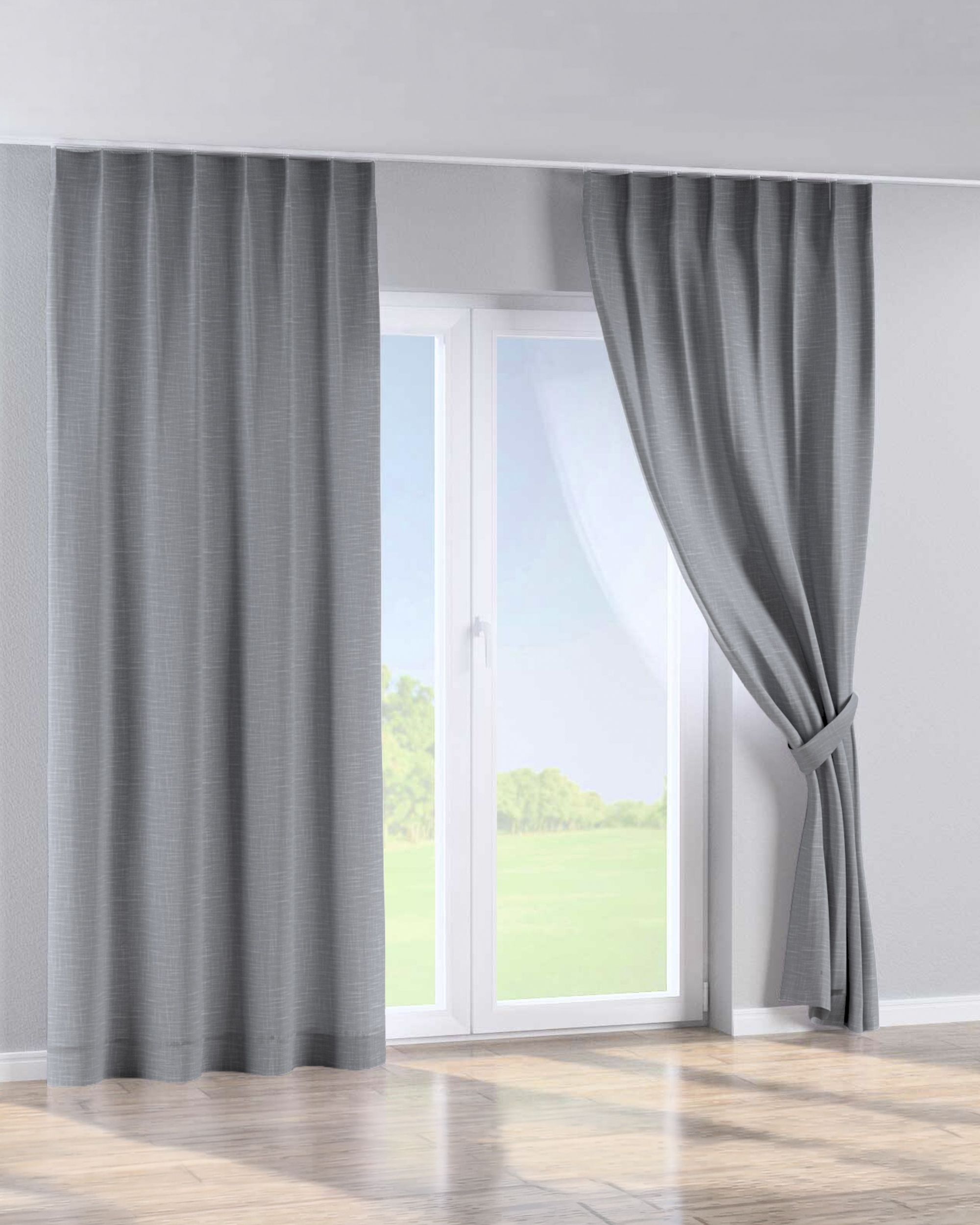 Gordijn met enkele plooi kleur product grijs stof met structuur (hover)