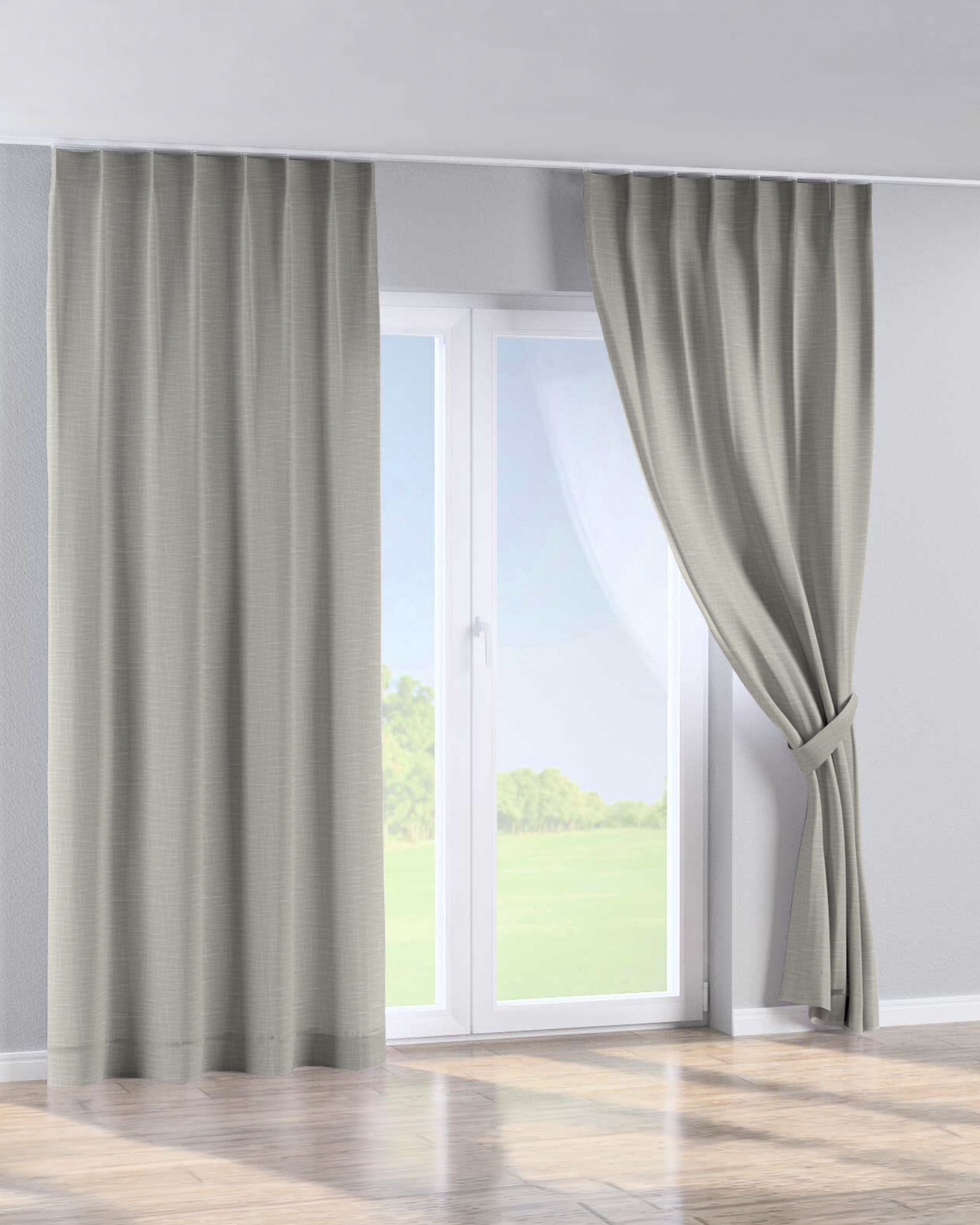 Gordijn met enkele plooi kleur product beige stof met structuur (hover)