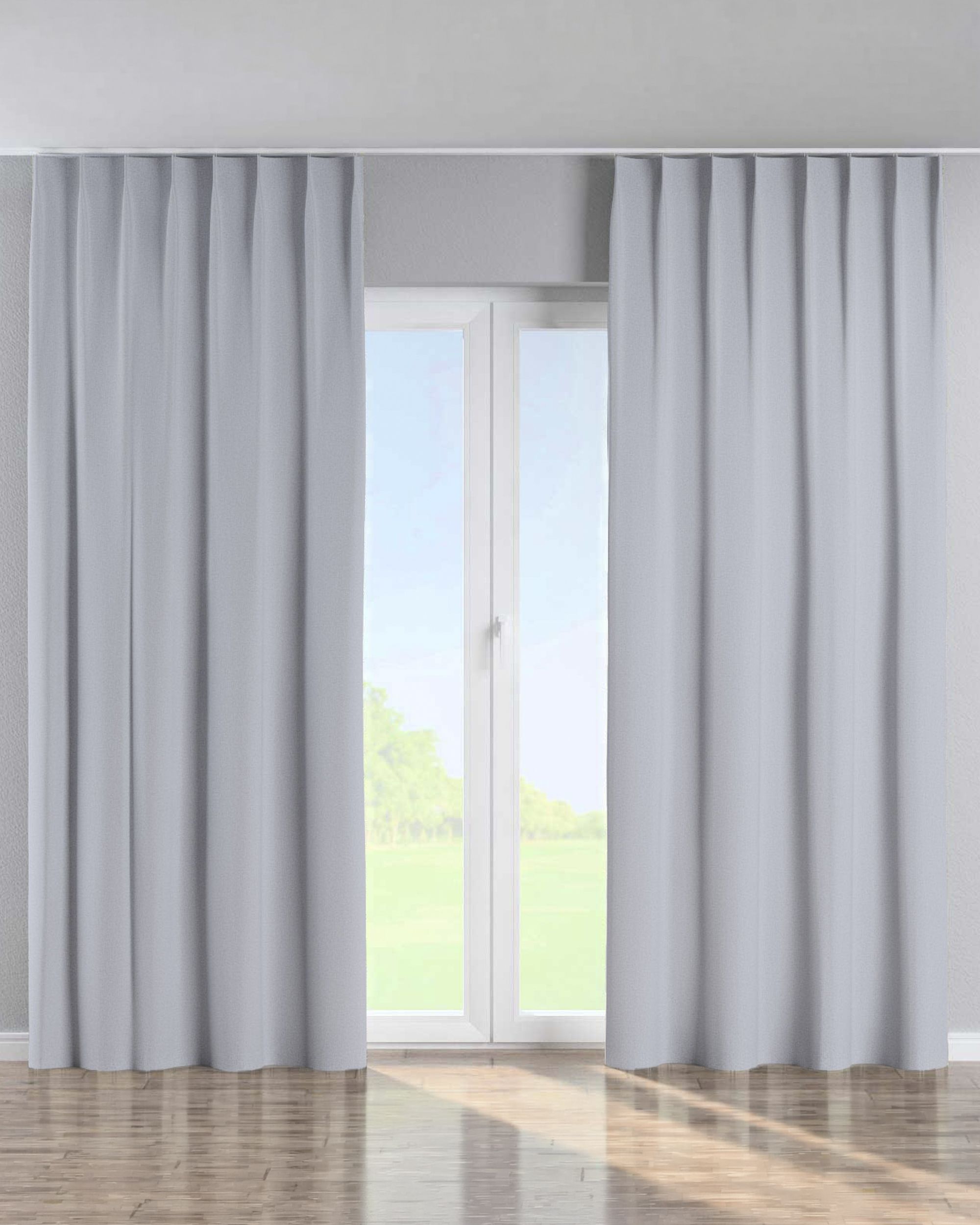 Gordijn met enkele plooi kleur product grijs stof met structuur, verduisterend