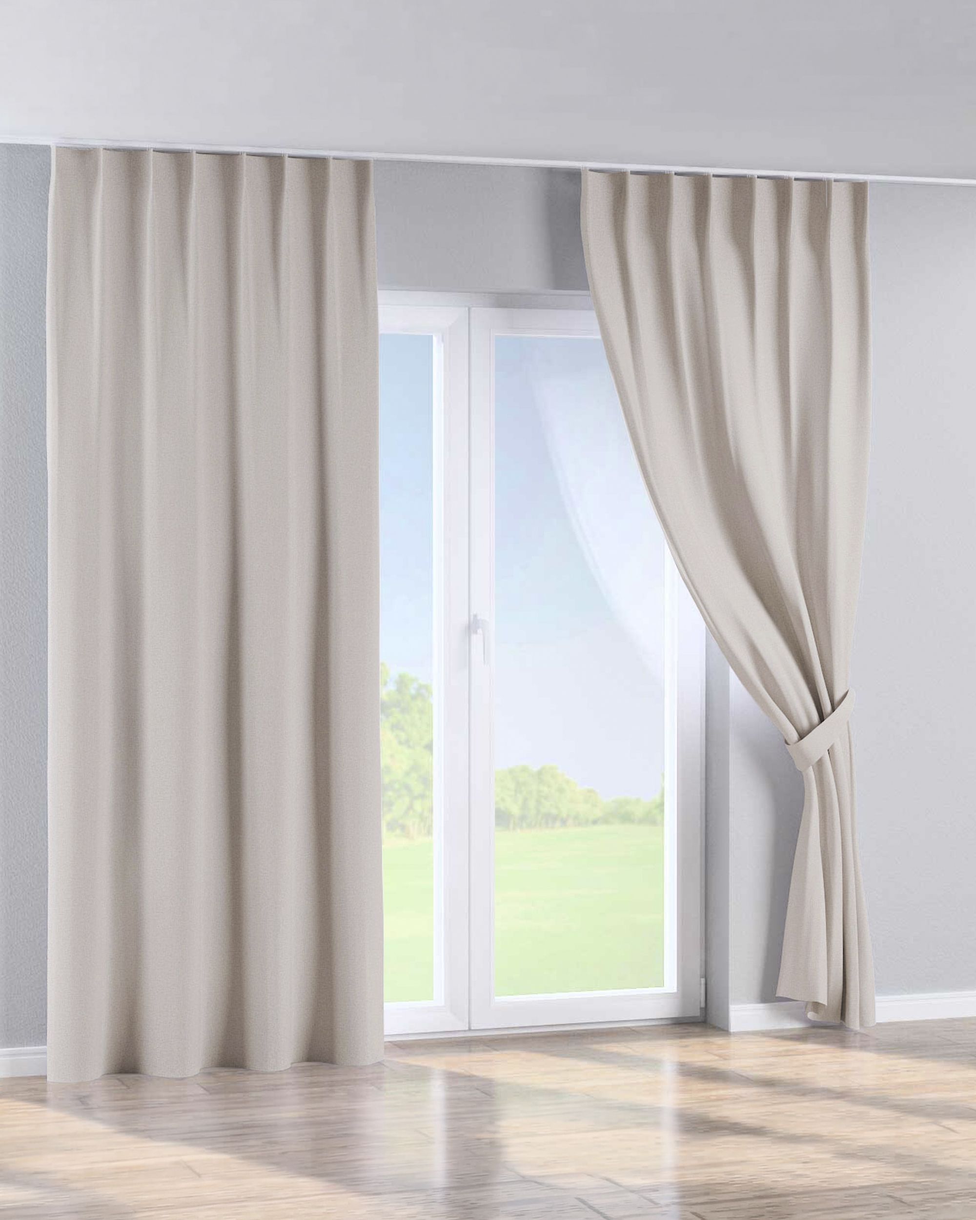 Gordijn met enkele plooi kleur product beige stof met structuur, verduisterend (hover)