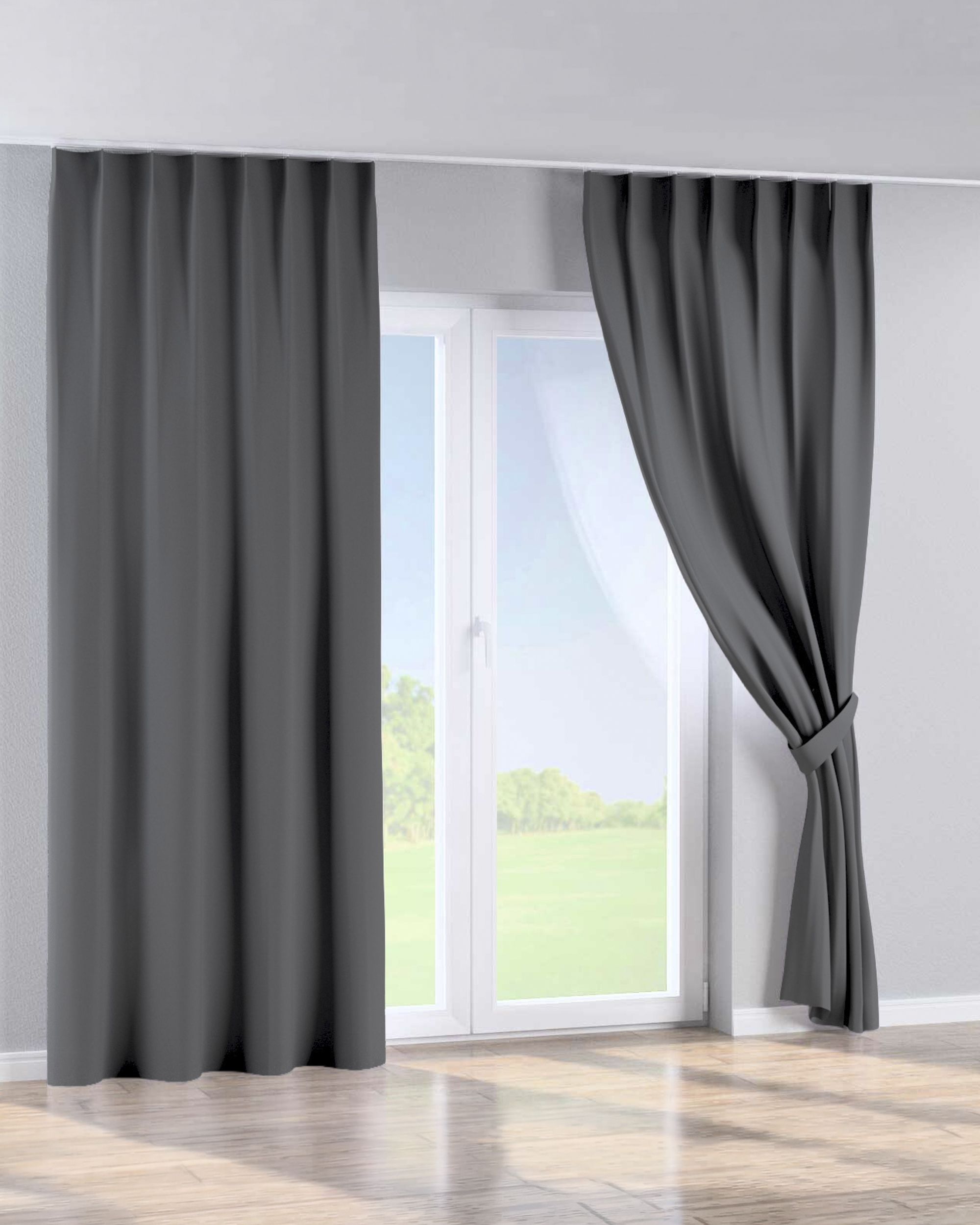Gordijn met enkele plooi kleur product zwart stof verduisterend (hover)