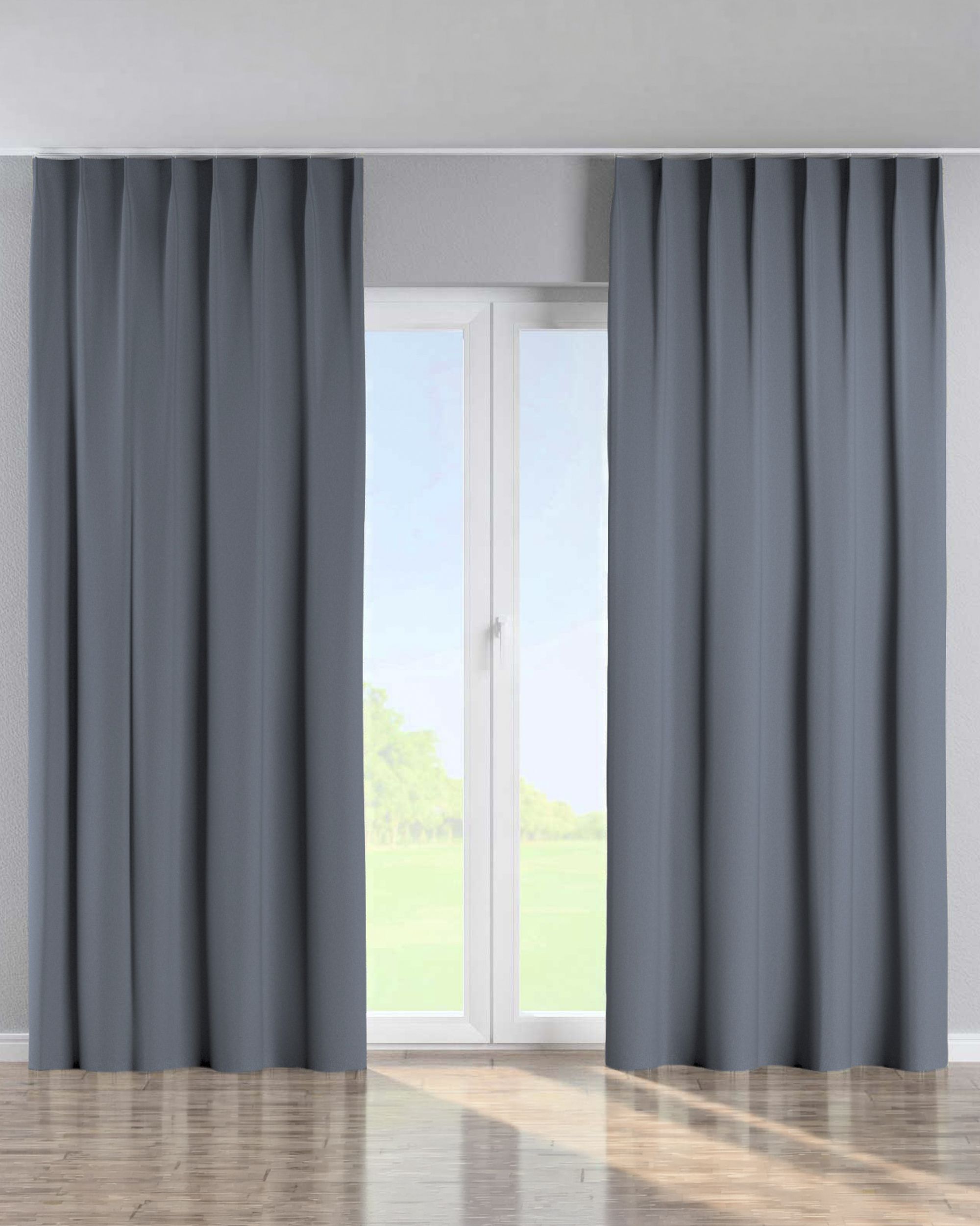 Gordijn met enkele plooi kleur product donkerblauw stof verduisterend