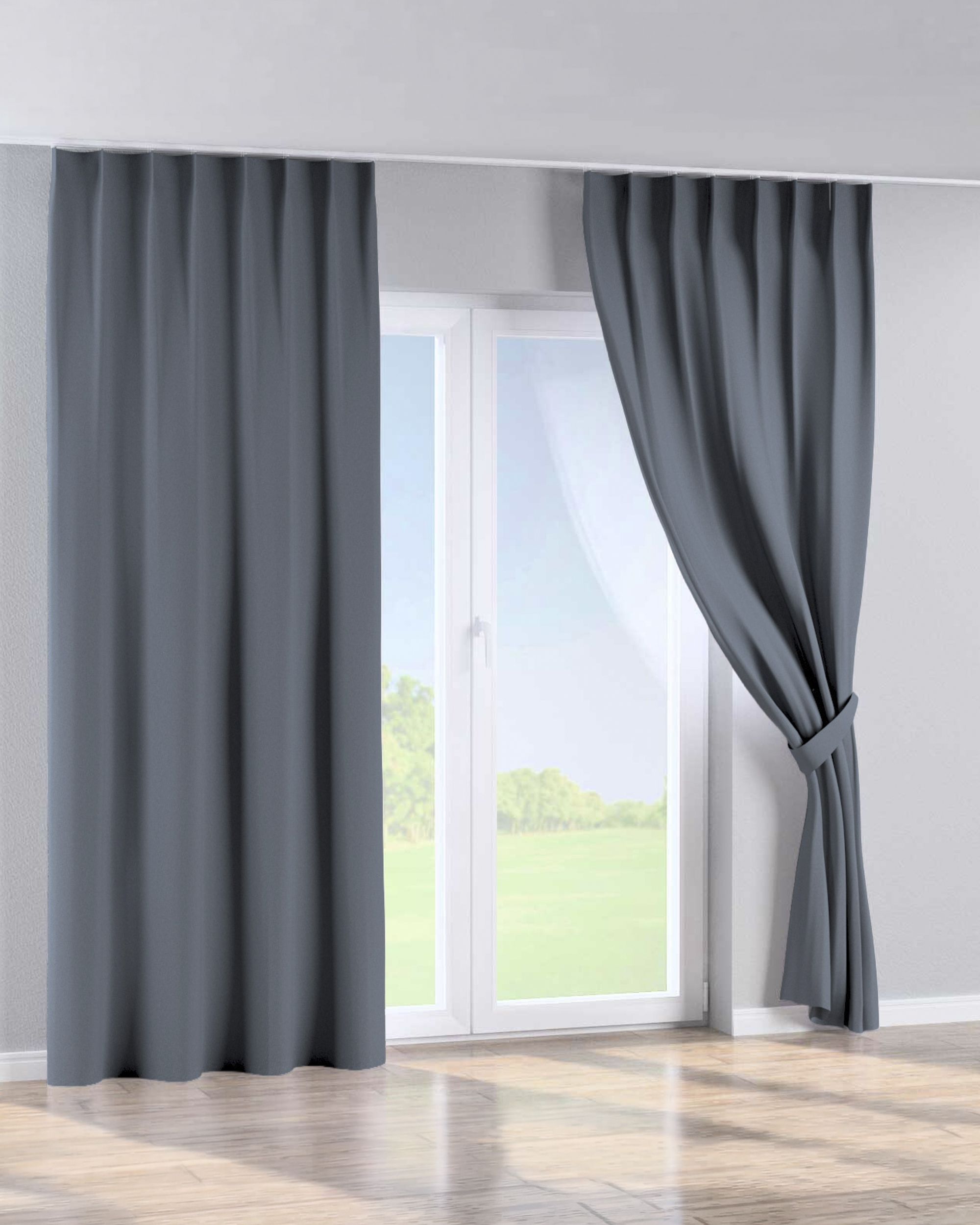 Gordijn met enkele plooi kleur product donkerblauw stof verduisterend (hover)