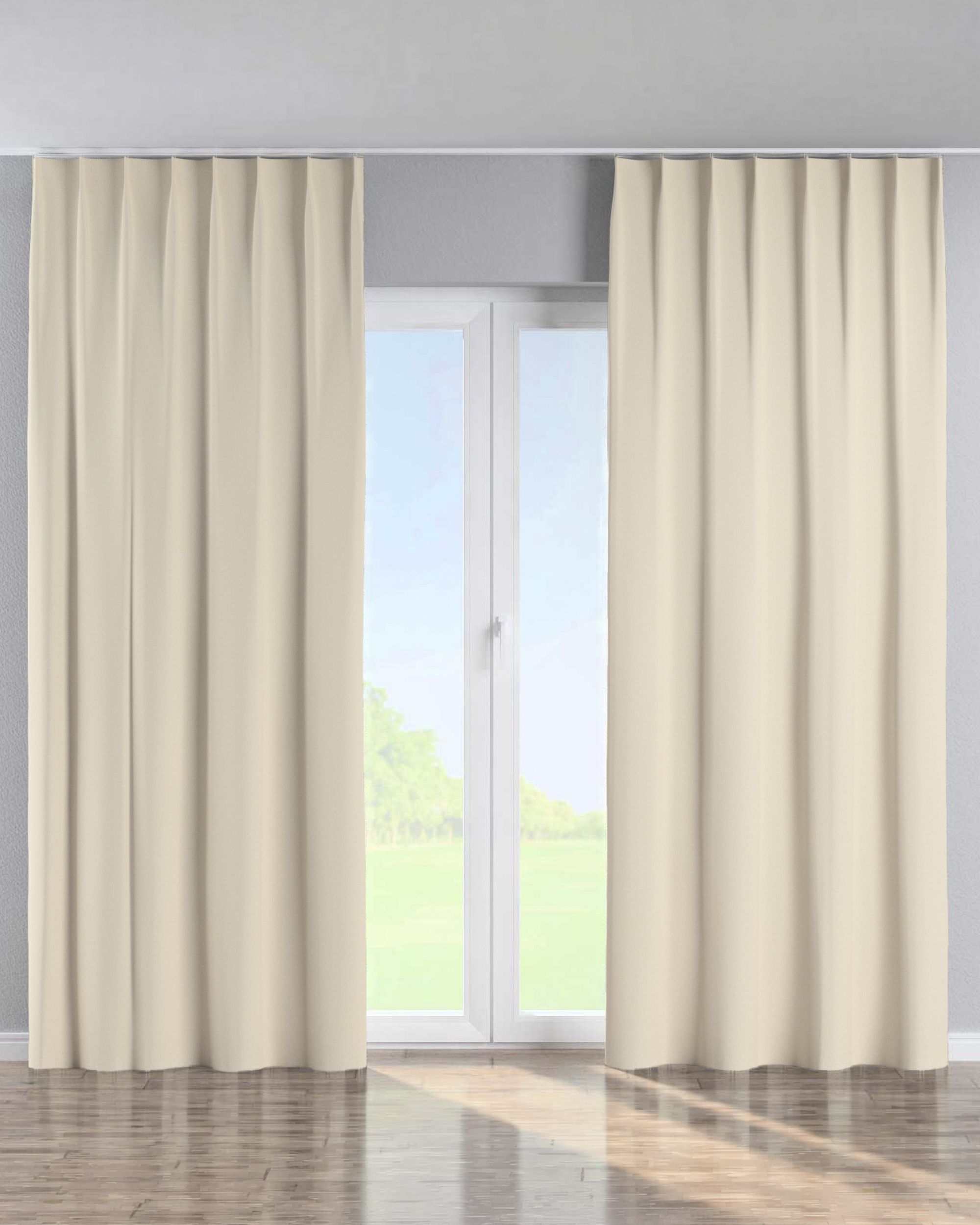 Gordijn met enkele plooi kleur product beige stof verduisterend