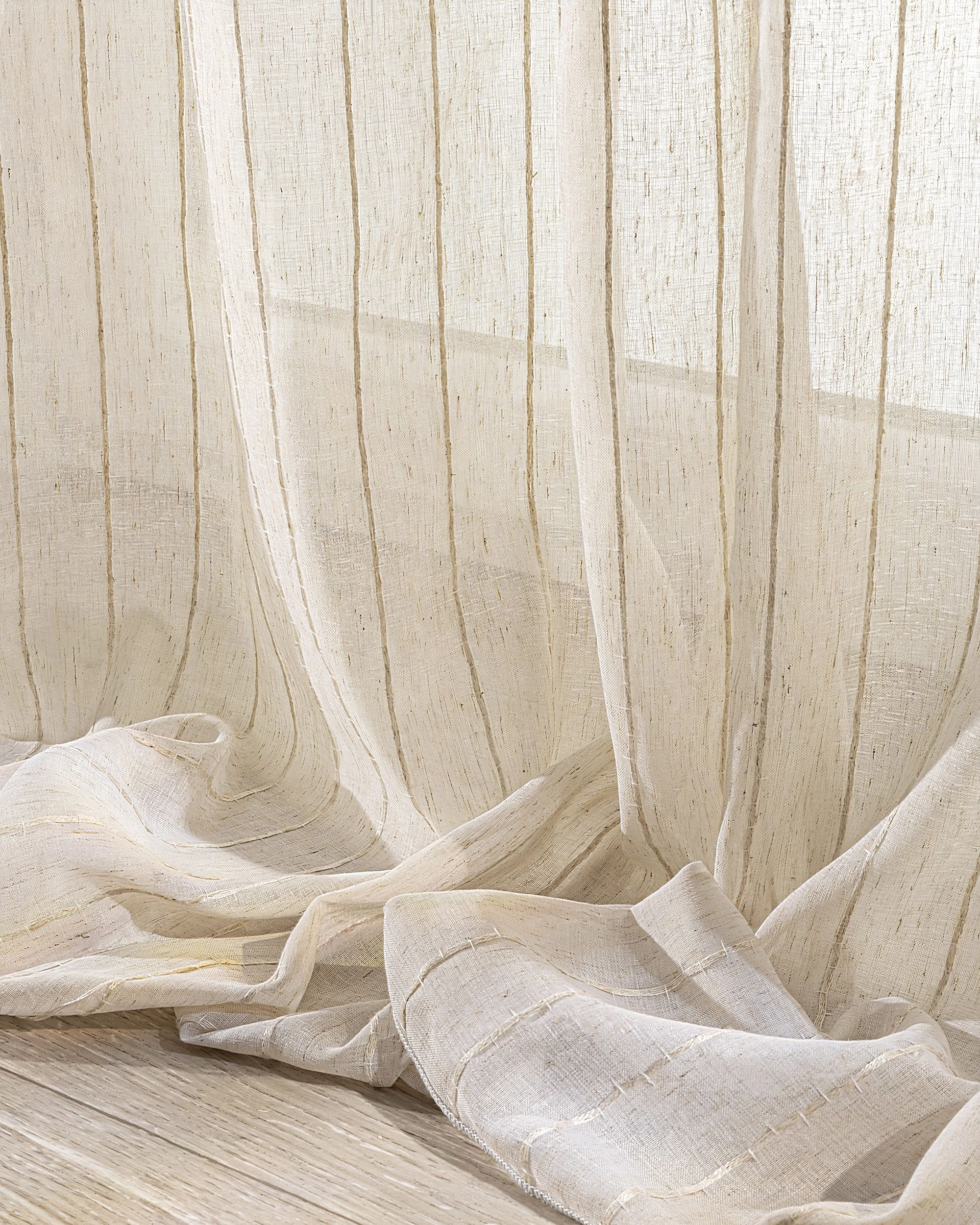 Gordijn met plooiband kleur product beige stof halftransparant, met structuur, met patroon