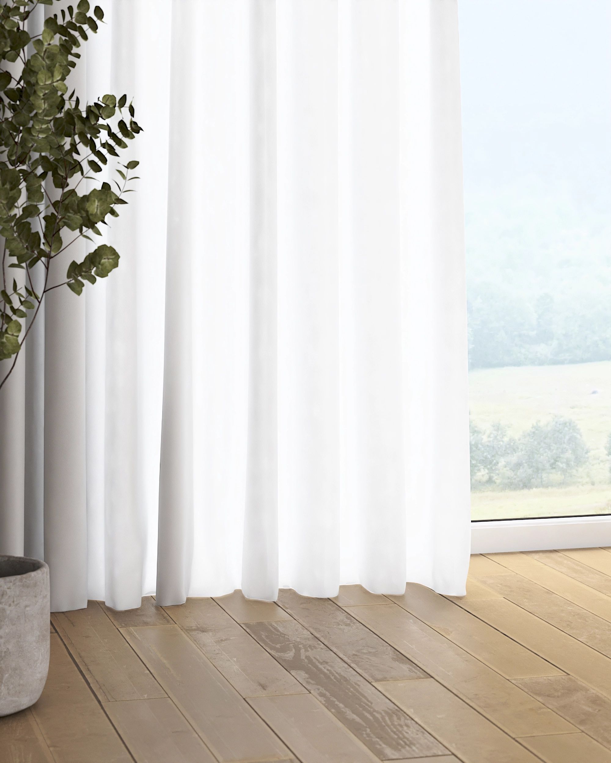 Gordijn met plooiband kleur product wit stof halftransparant, met structuur (hover)