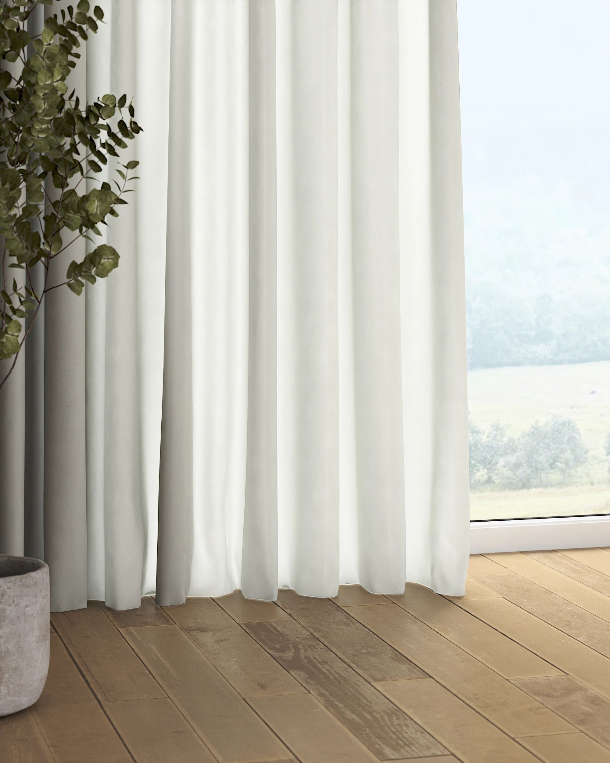 Gordijn met plooiband kleur product crème stof halftransparant, met structuur (hover)