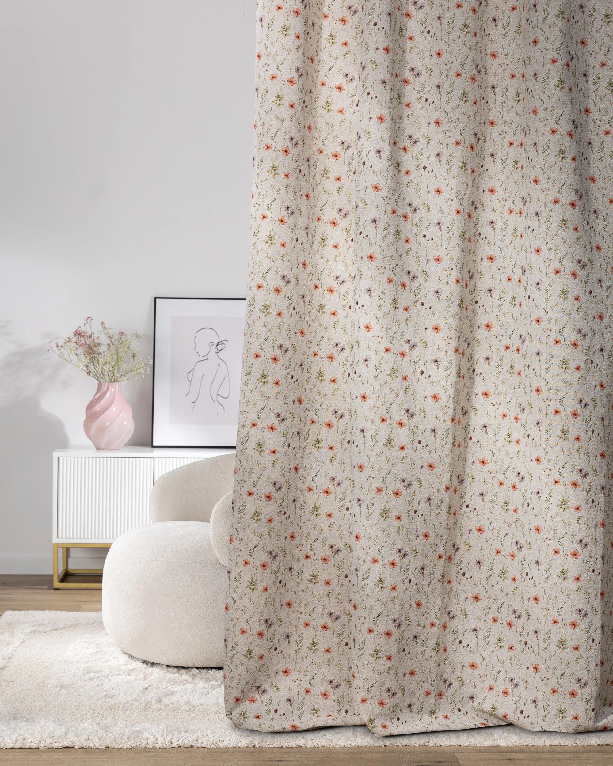 Gordijn met plooiband kleur product meerkleurig stof met structuur, met patroon (hover)