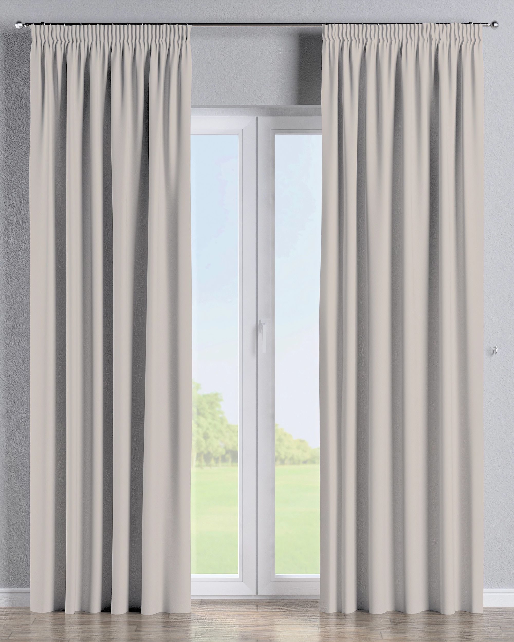 Gordijn met plooiband kleur product beige stof verduisterend