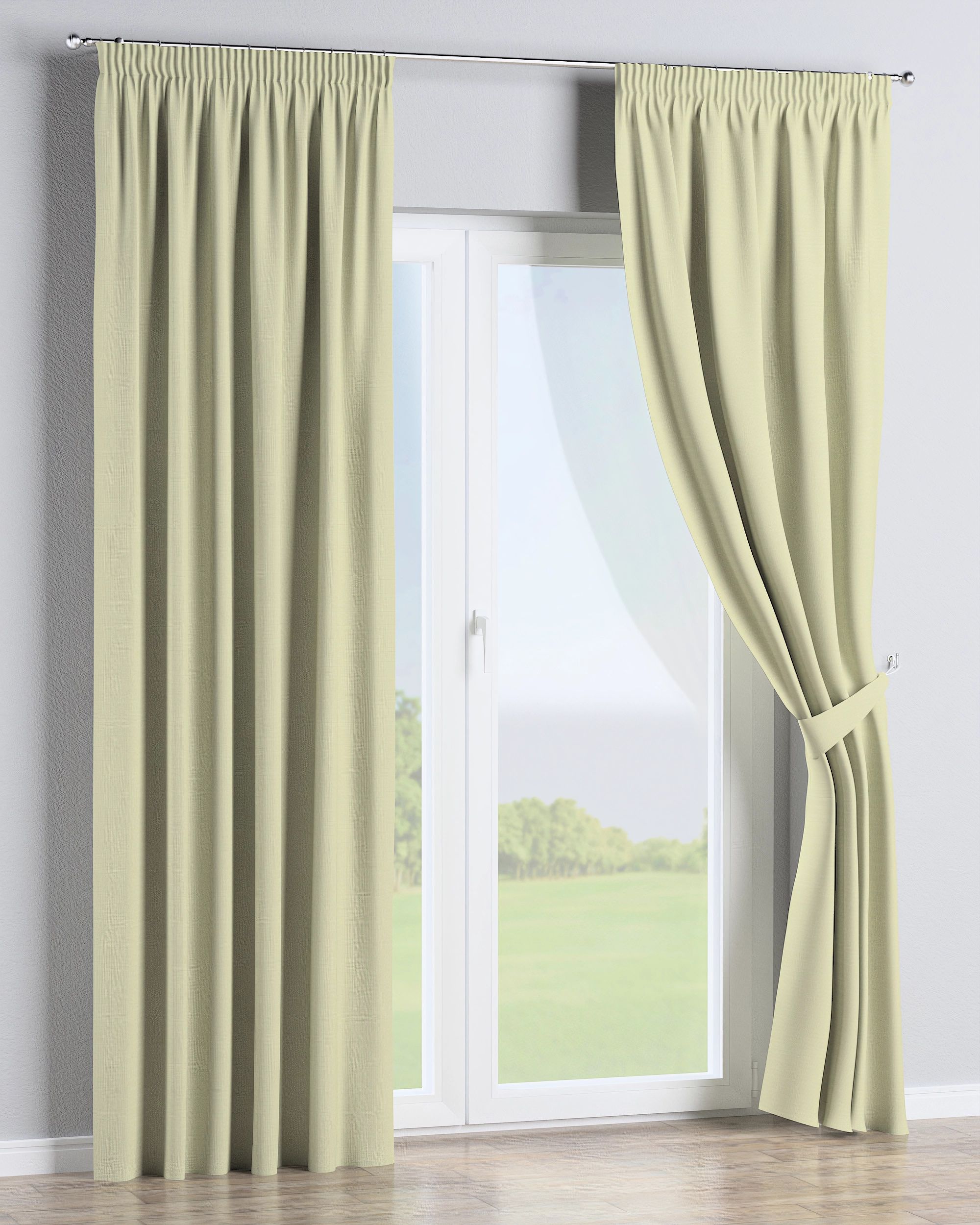 Gordijn met plooiband kleur product groen stof outdoor, met structuur (hover)